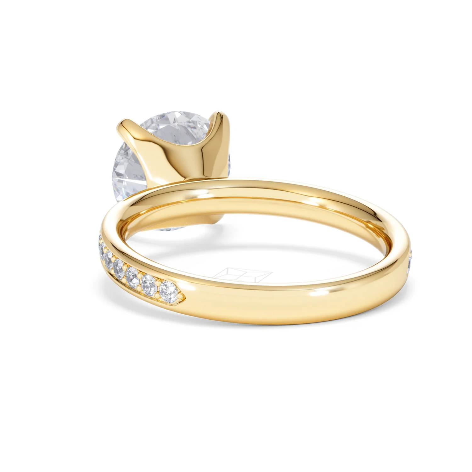 Origin 3.30ct Round Cut Lab Diamond Solitaire Engagement Ring with Side Stones in 18K Yellow Gold - Image 52