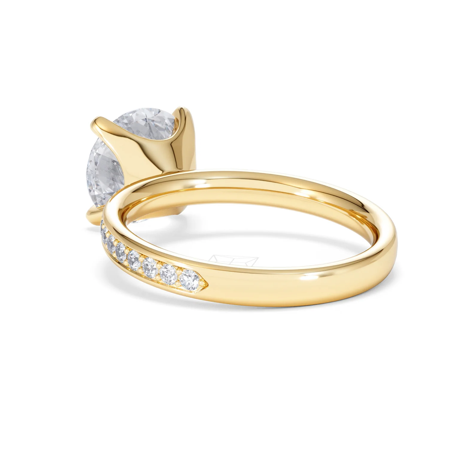 Origin 3.30ct Round Cut Lab Diamond Solitaire Engagement Ring with Side Stones in 18K Yellow Gold - Image 54