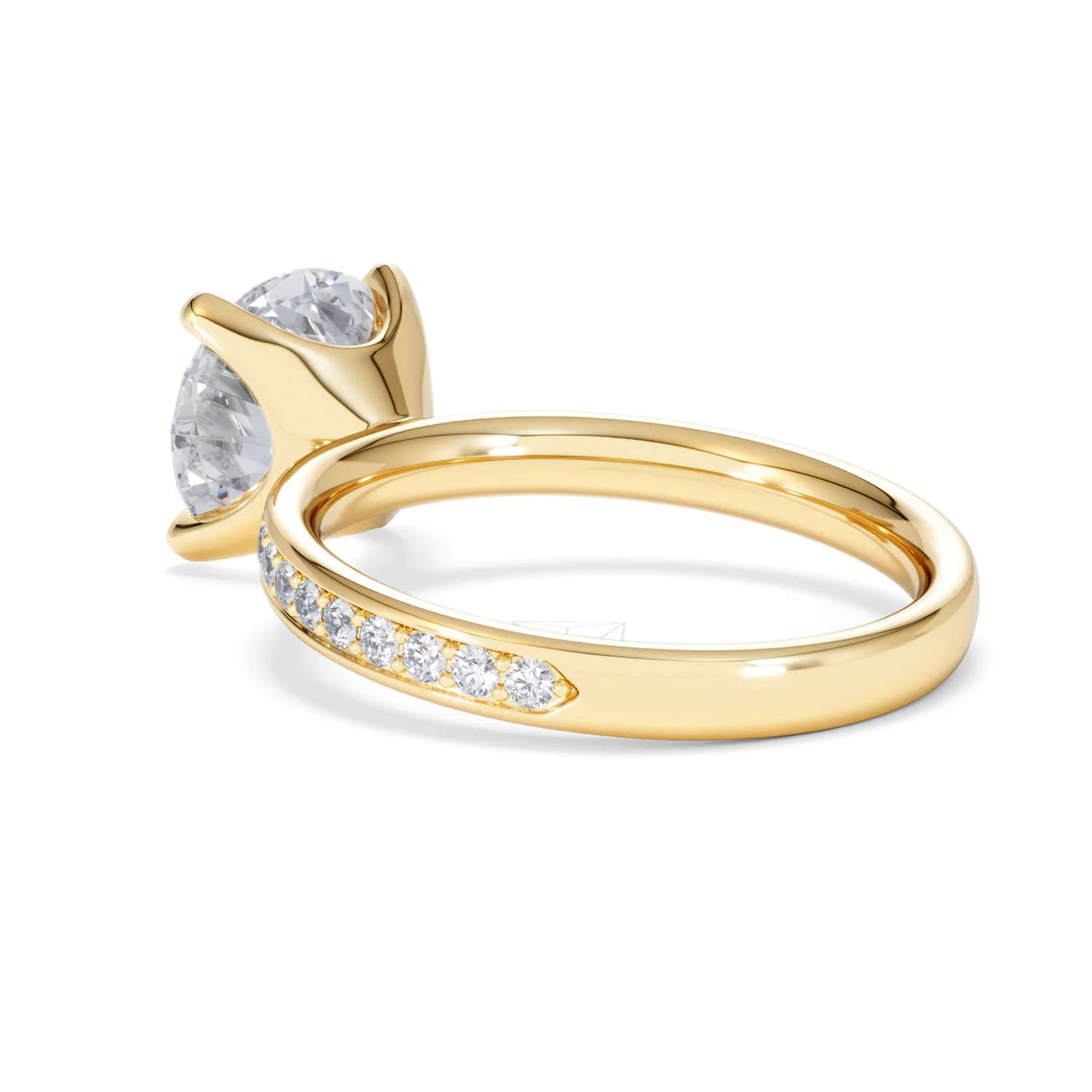 Origin 3.30ct Round Cut Lab Diamond Solitaire Engagement Ring with Side Stones in 18K Yellow Gold - Image 56