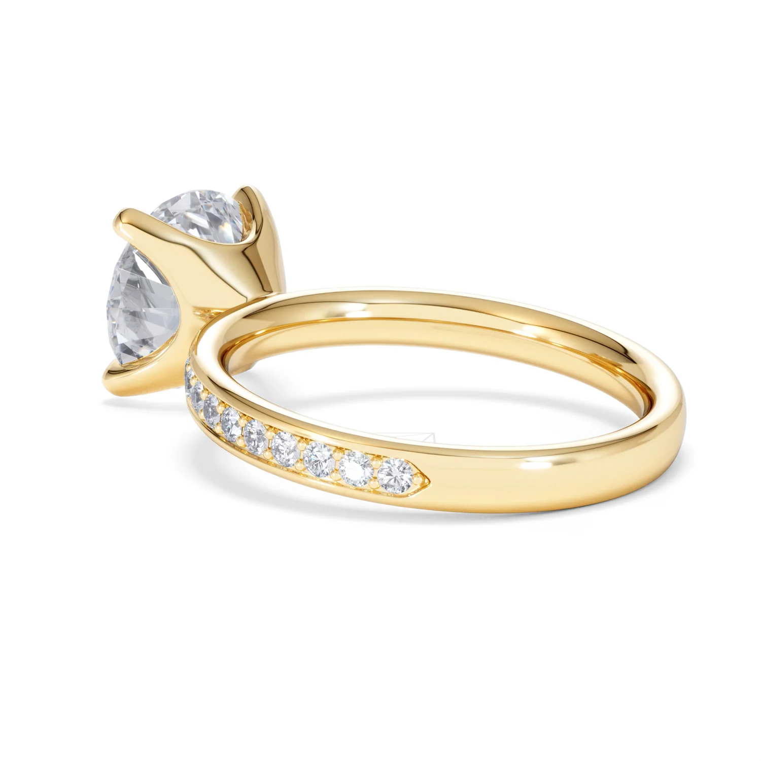 Origin 3.30ct Round Cut Lab Diamond Solitaire Engagement Ring with Side Stones in 18K Yellow Gold - Image 57