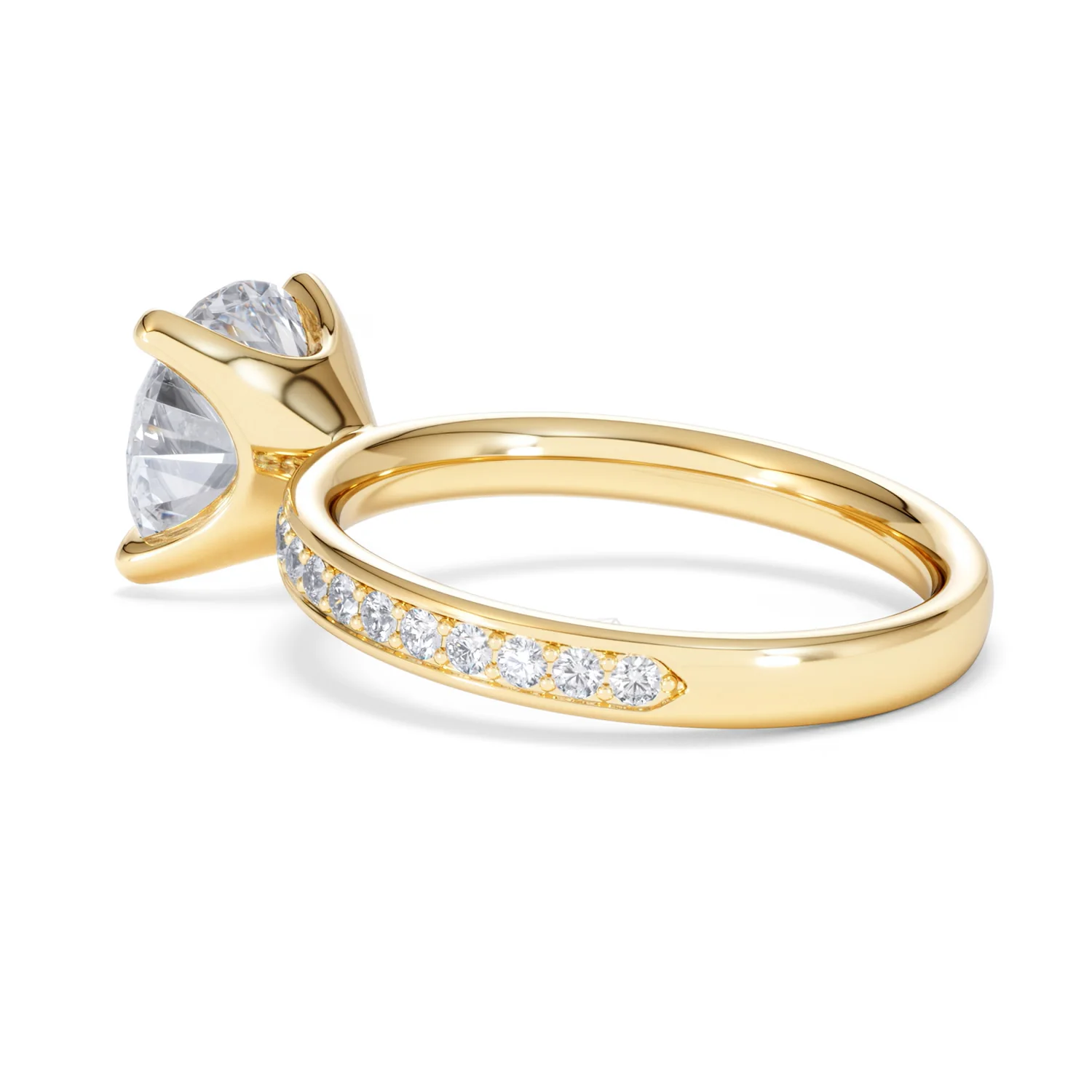 Origin 3.30ct Round Cut Lab Diamond Solitaire Engagement Ring with Side Stones in 18K Yellow Gold - Image 59