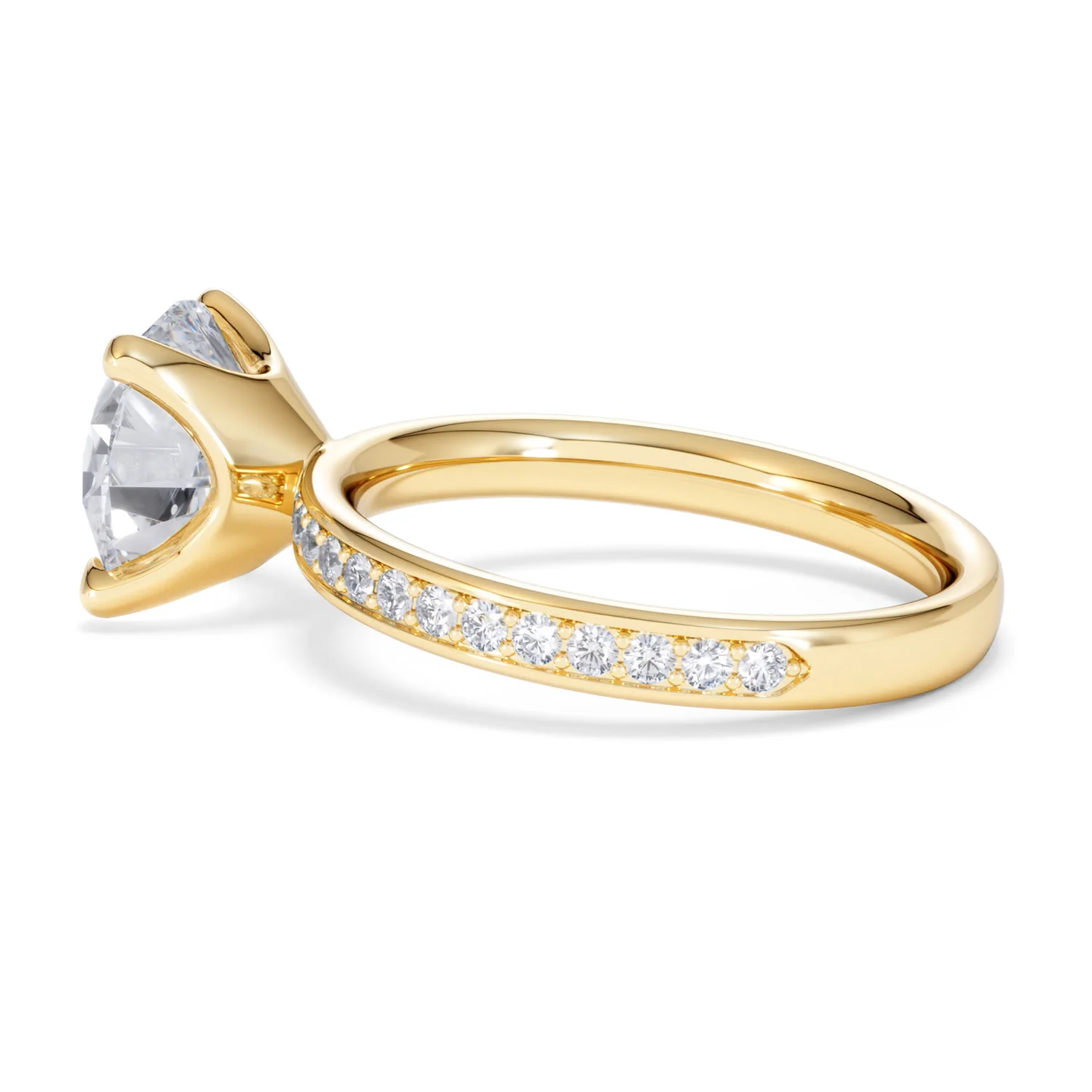 Origin 3.30ct Round Cut Lab Diamond Solitaire Engagement Ring with Side Stones in 18K Yellow Gold - Image 63