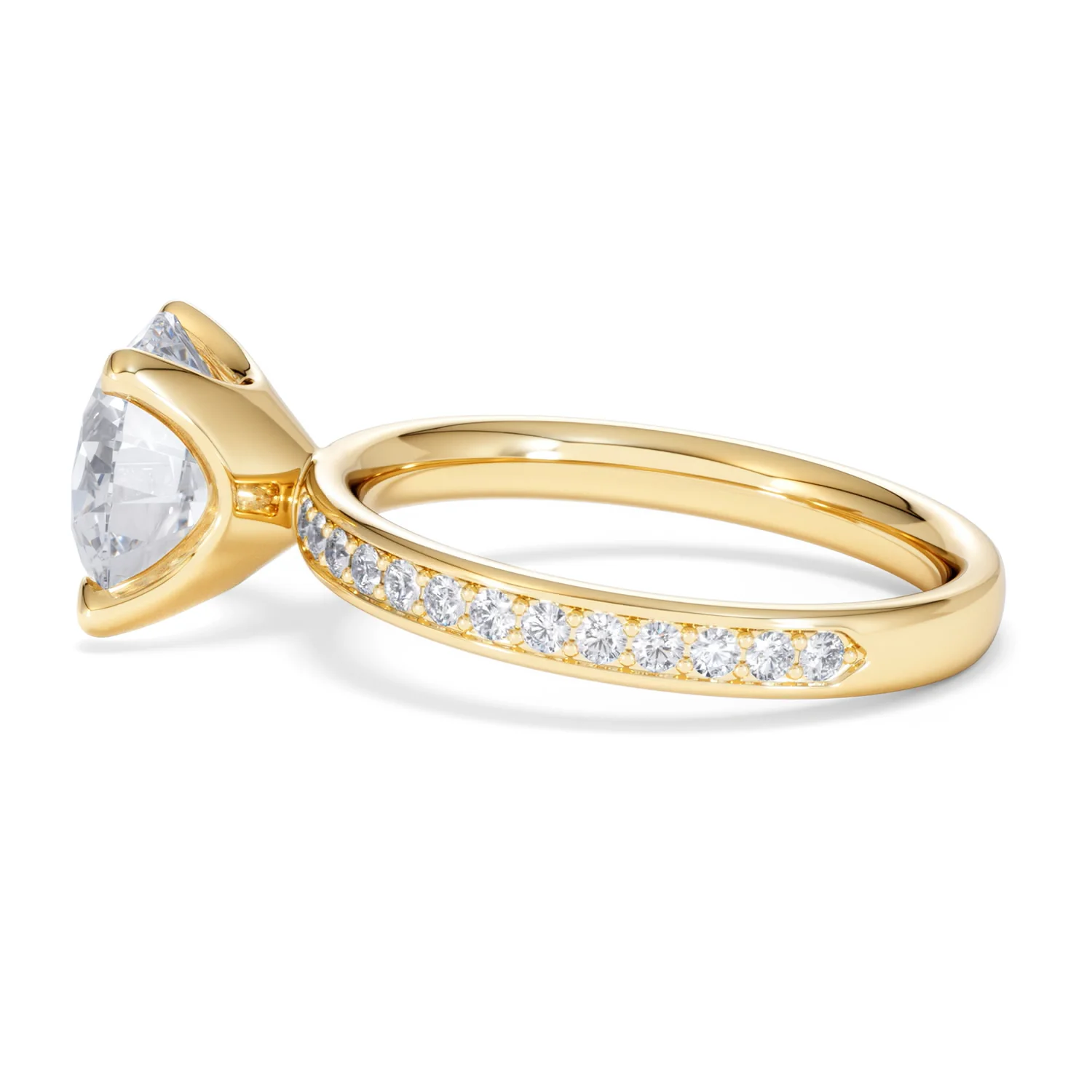 Origin 3.30ct Round Cut Lab Diamond Solitaire Engagement Ring with Side Stones in 18K Yellow Gold - Image 65