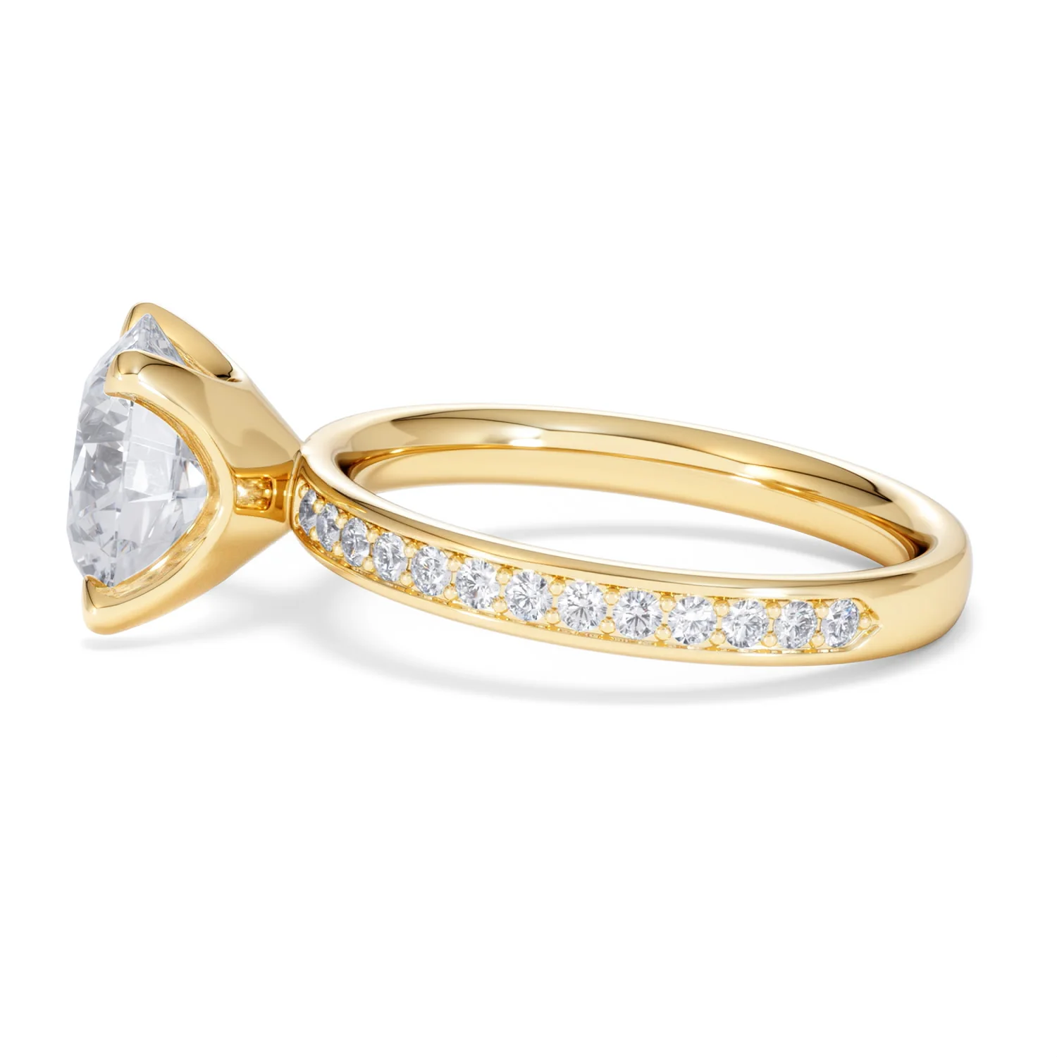 Origin 3.30ct Round Cut Lab Diamond Solitaire Engagement Ring with Side Stones in 18K Yellow Gold - Image 67