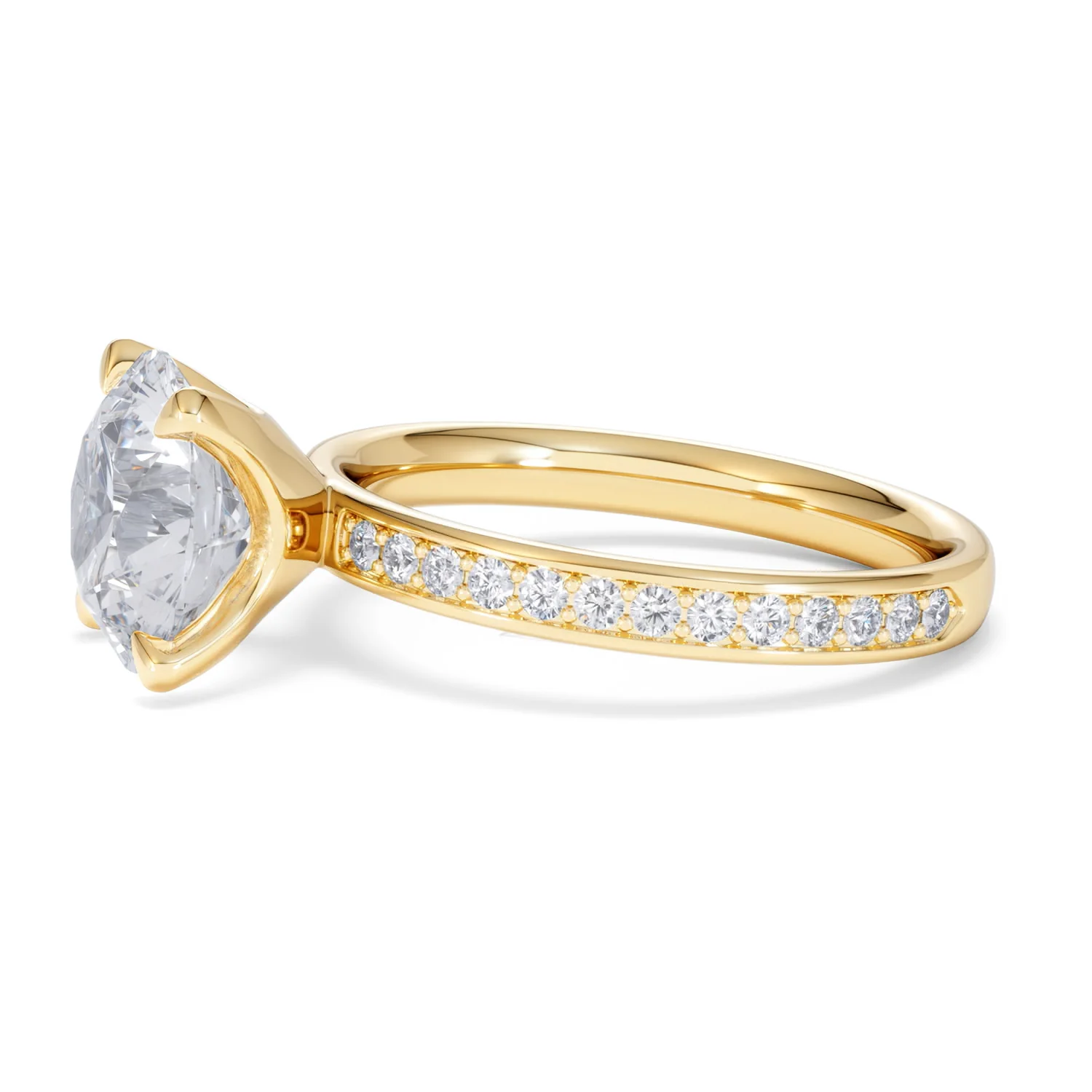 Origin 3.30ct Round Cut Lab Diamond Solitaire Engagement Ring with Side Stones in 18K Yellow Gold - Image 71