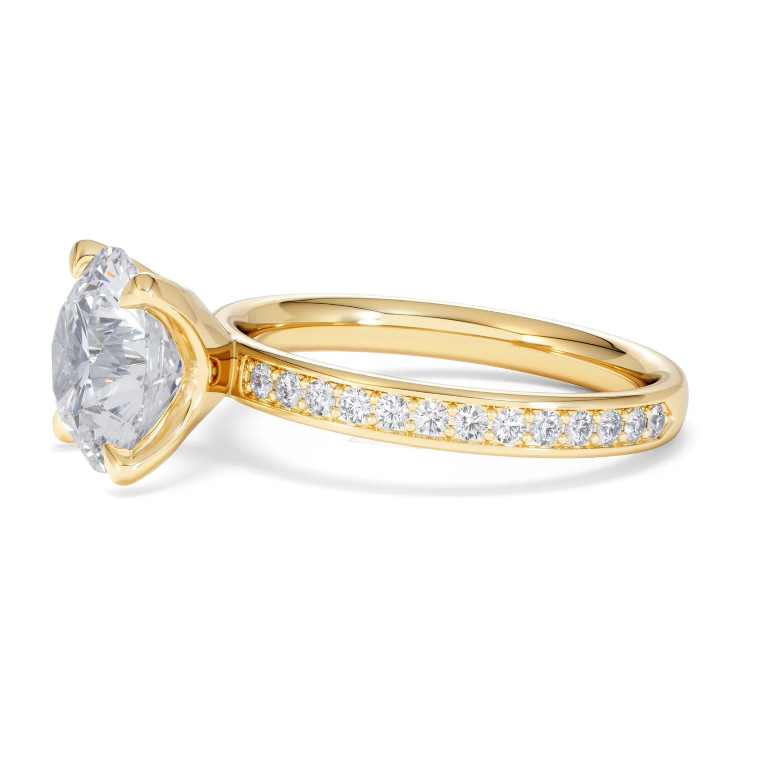Origin 3.30ct Round Cut Lab Diamond Solitaire Engagement Ring with Side Stones in 18K Yellow Gold - Image 72