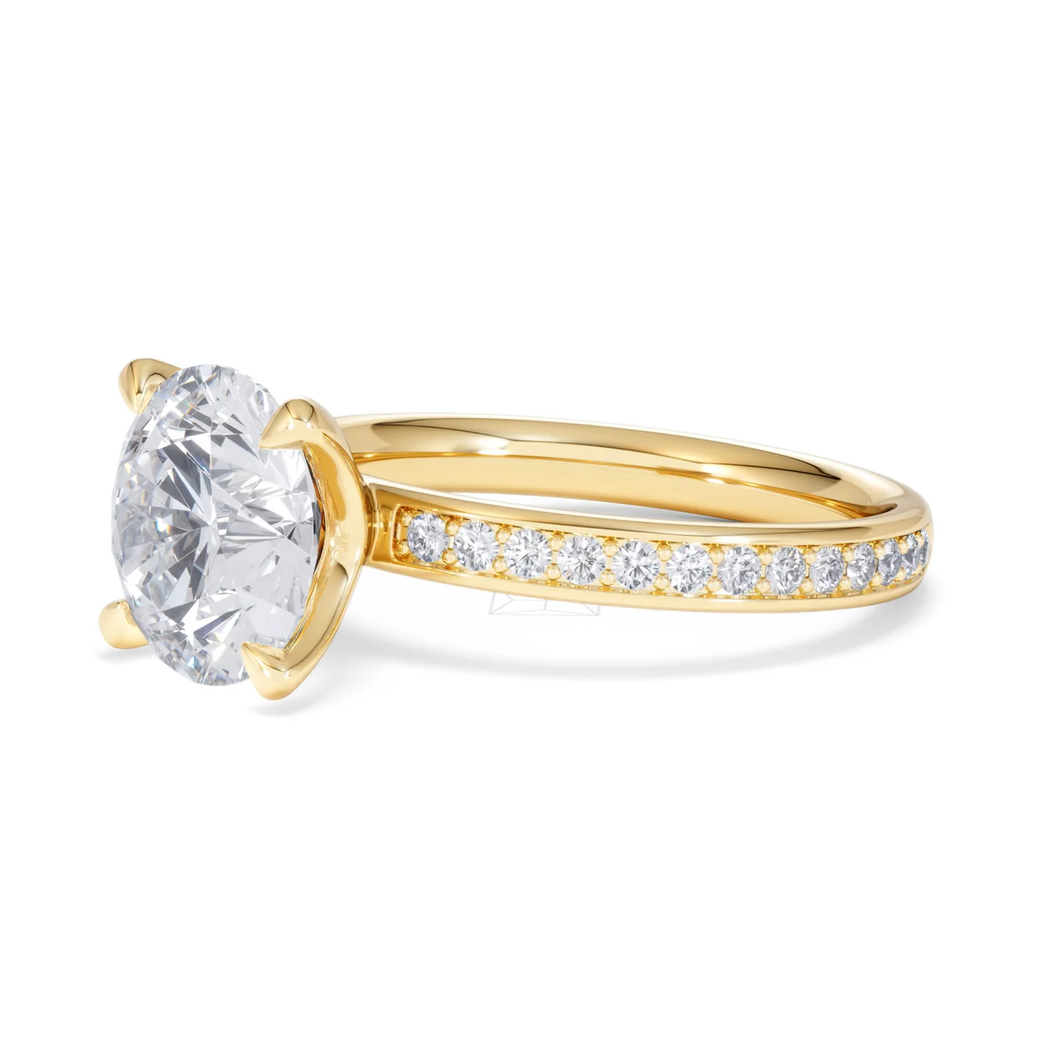 Origin 3.30ct Round Cut Lab Diamond Solitaire Engagement Ring with Side Stones in 18K Yellow Gold - Image 76