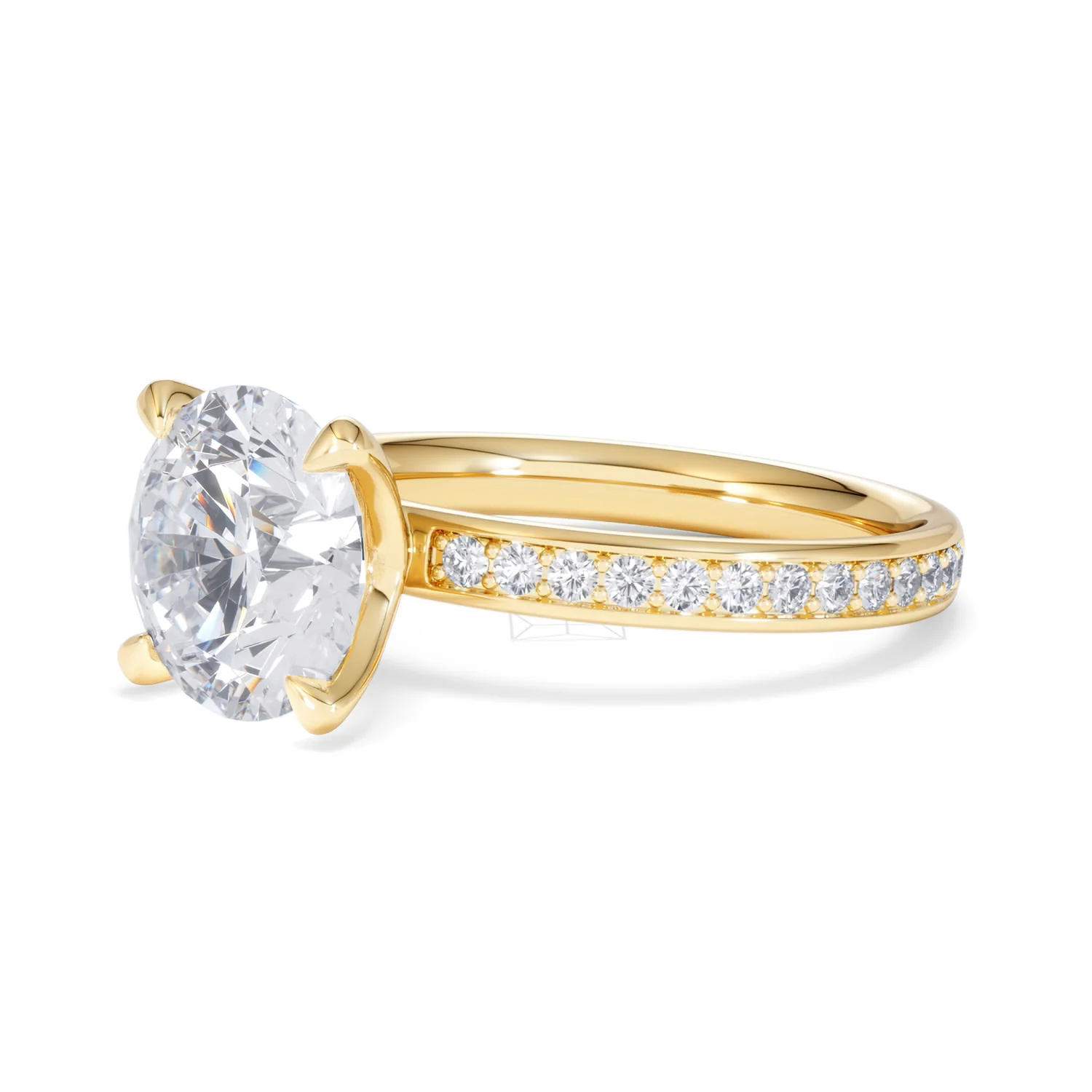 Origin 3.30ct Round Cut Lab Diamond Solitaire Engagement Ring with Side Stones in 18K Yellow Gold - Image 77