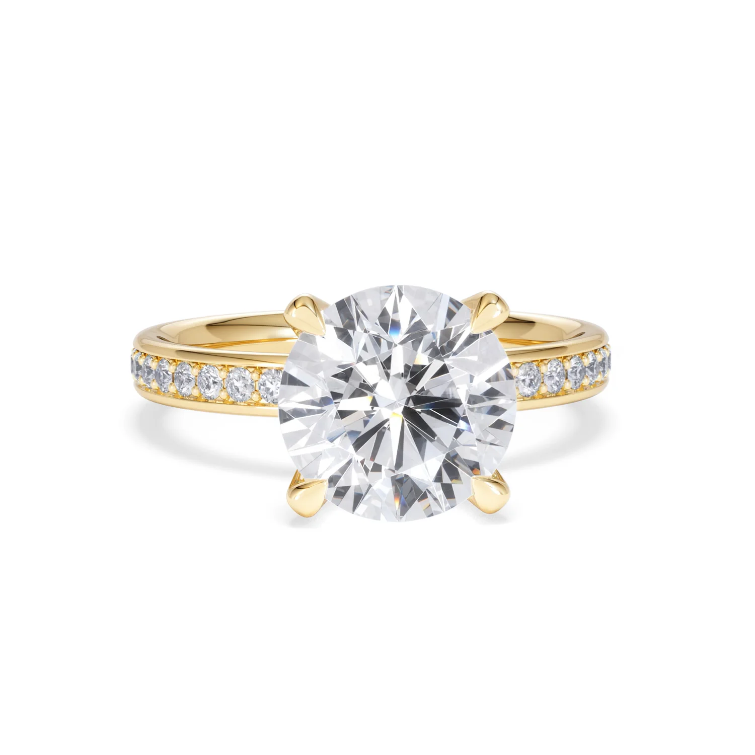 Origin 3.30ct Round Cut Lab Diamond Solitaire Engagement Ring with Side Stones in 18K Yellow Gold - Image 8