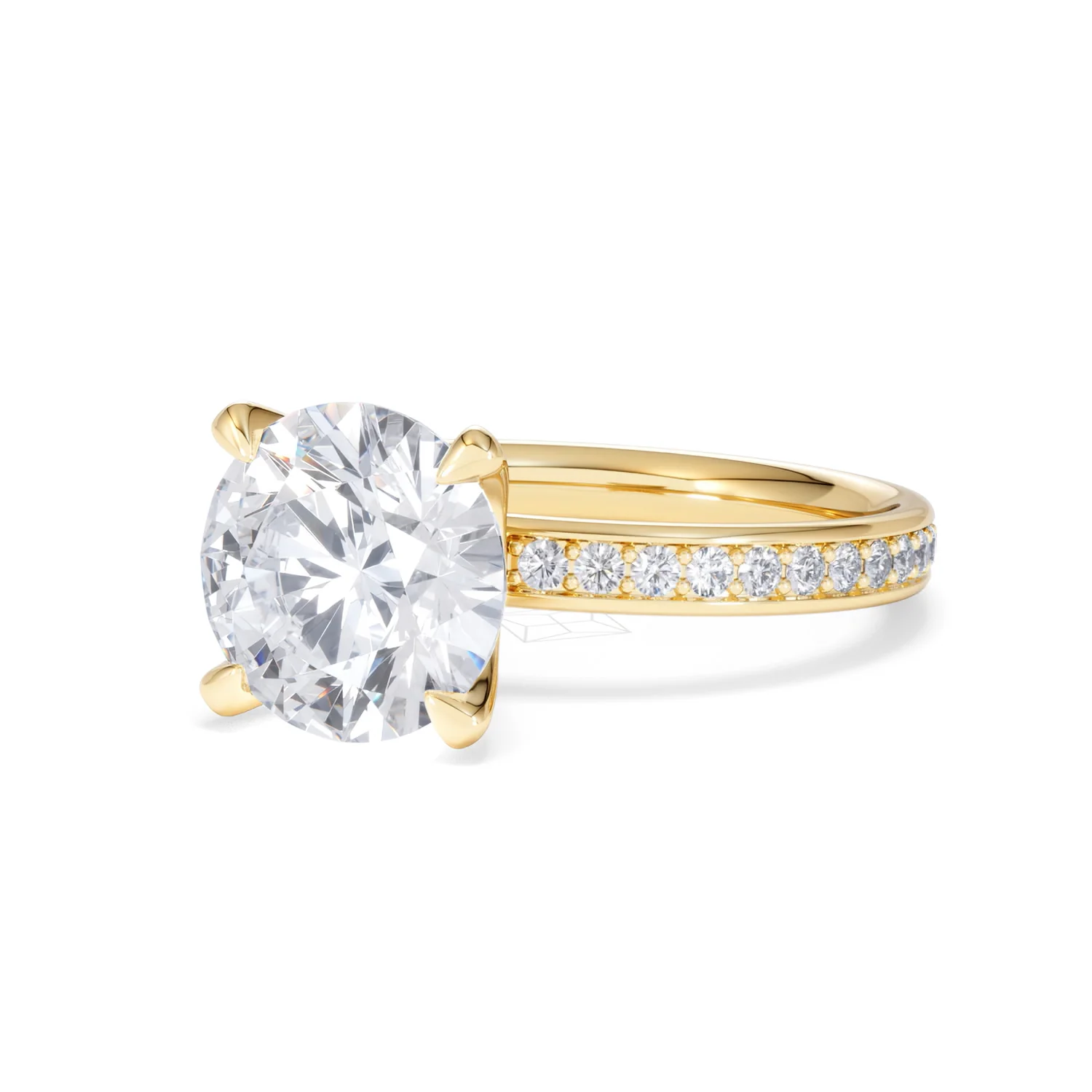Origin 3.30ct Round Cut Lab Diamond Solitaire Engagement Ring with Side Stones in 18K Yellow Gold - Image 81