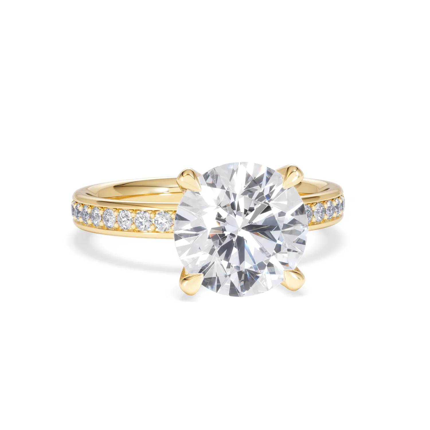 Origin 3.30ct Round Cut Lab Diamond Solitaire Engagement Ring with Side Stones in 18K Yellow Gold - Image 9