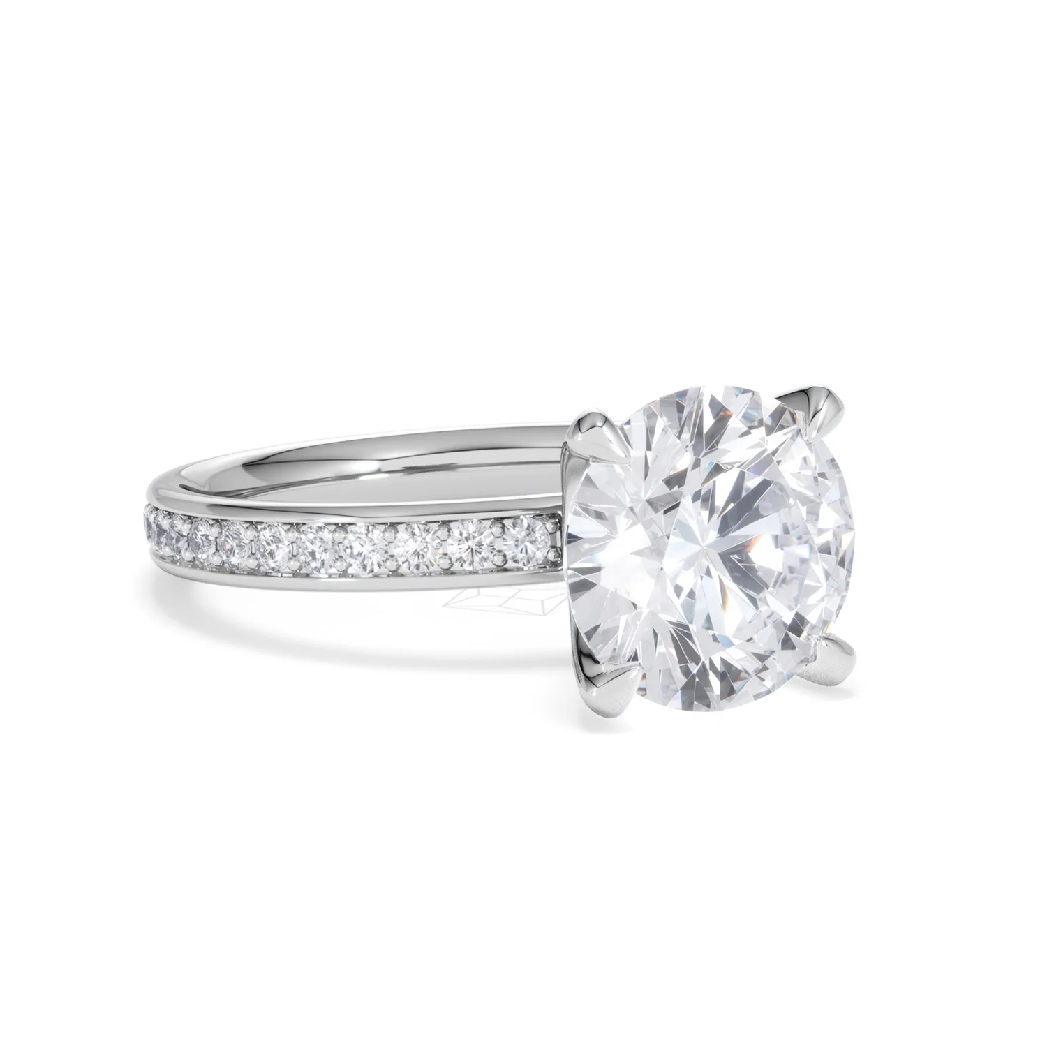 Origin 3.30ct Round Cut Lab Diamond Solitaire Engagement Ring with Side Stones in Platinum - Image 13