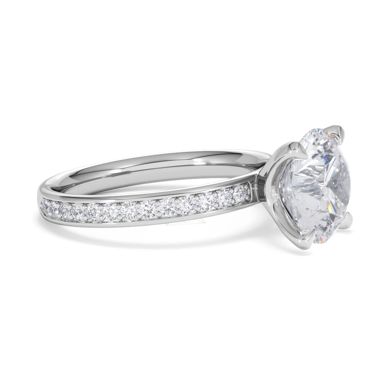 Origin 3.30ct Round Cut Lab Diamond Solitaire Engagement Ring with Side Stones in Platinum - Image 20