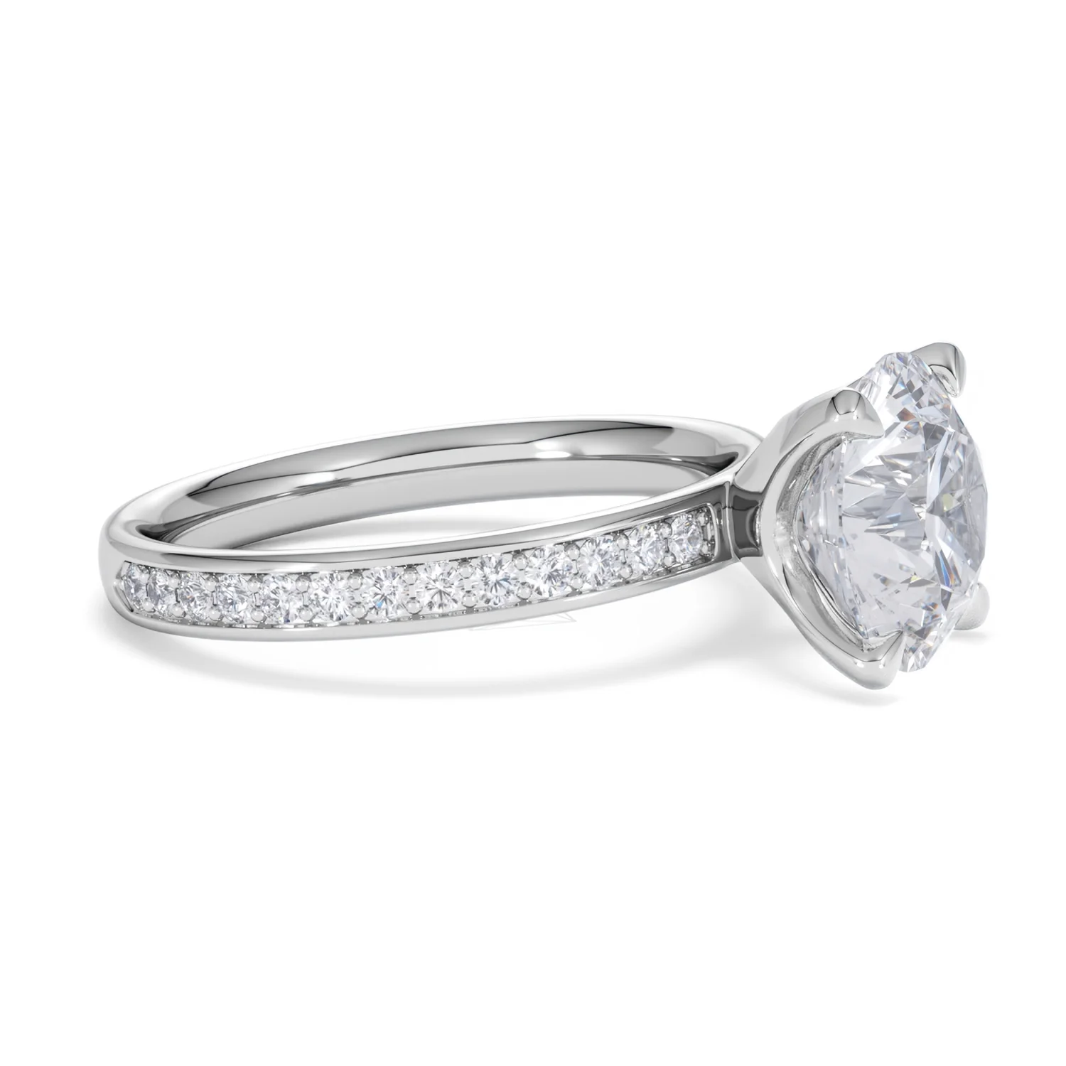 Origin 3.30ct Round Cut Lab Diamond Solitaire Engagement Ring with Side Stones in Platinum - Image 21