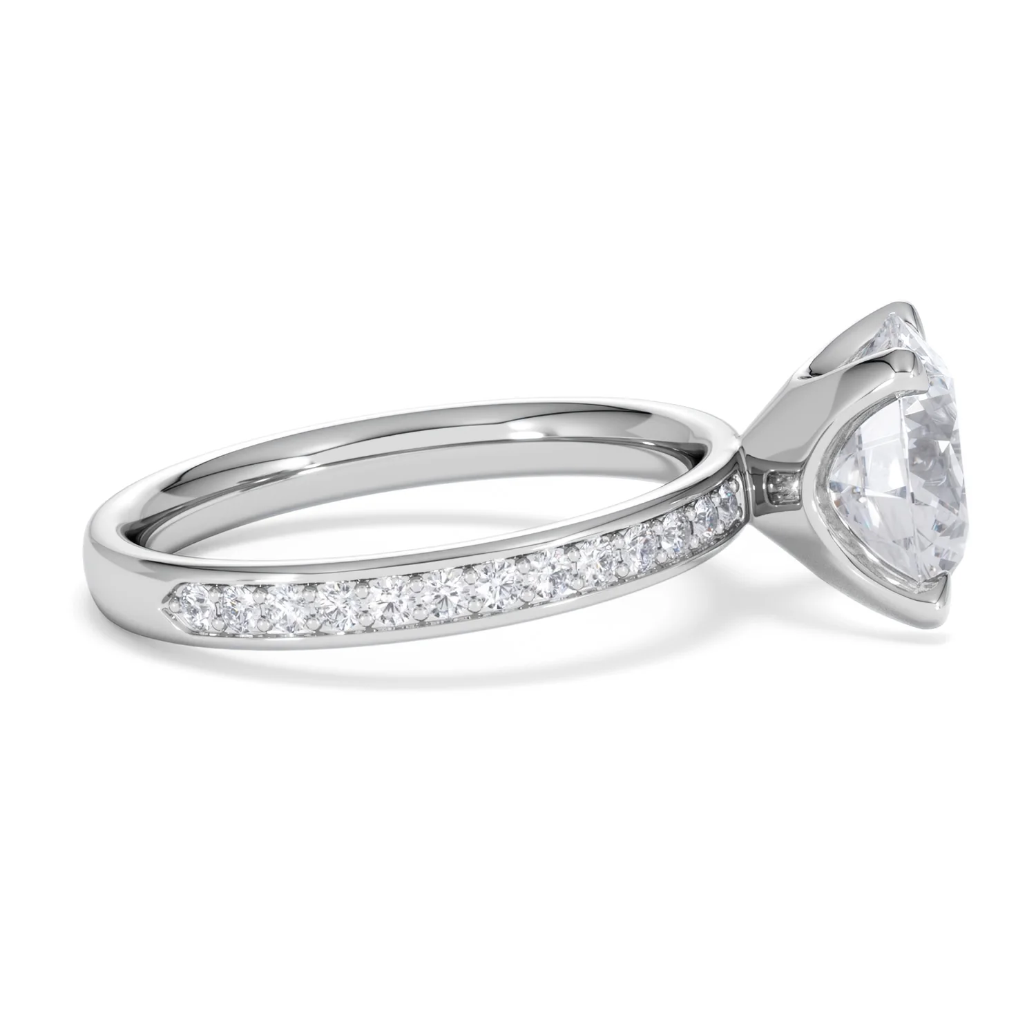 Origin 3.30ct Round Cut Lab Diamond Solitaire Engagement Ring with Side Stones in Platinum - Image 26