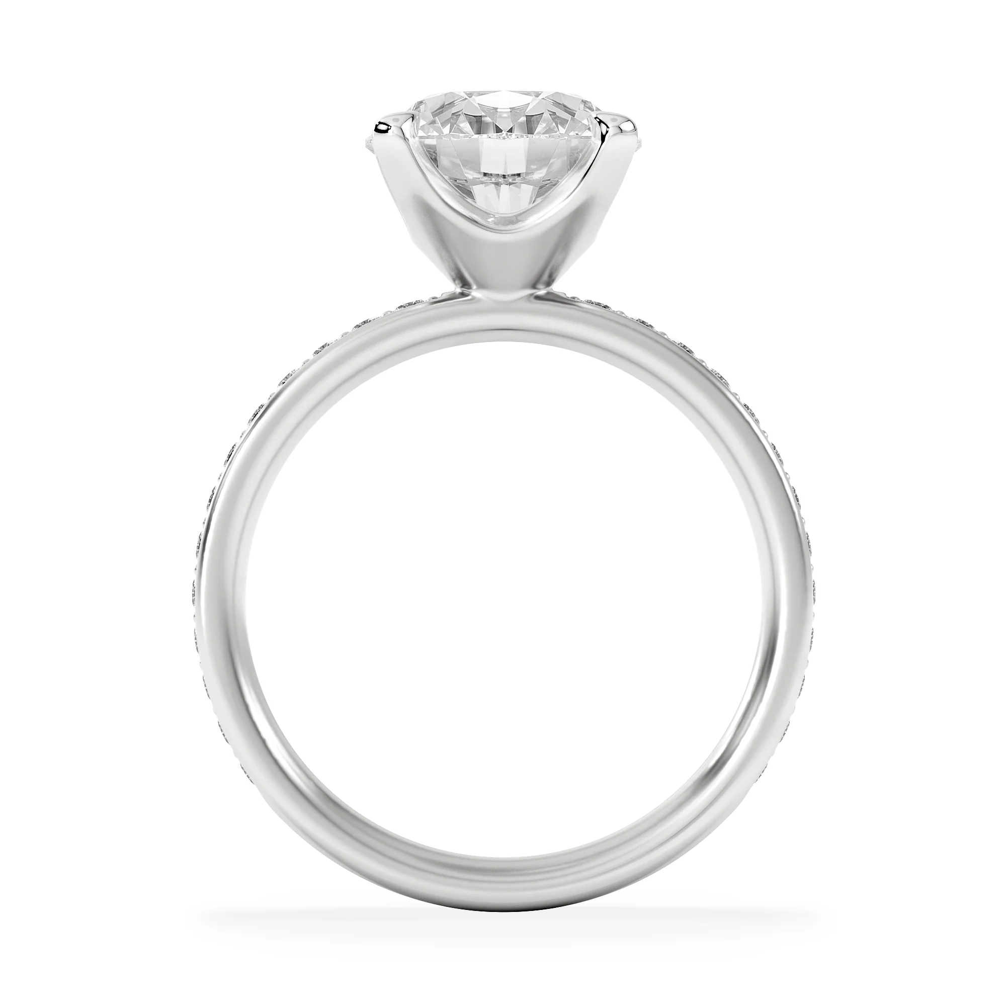Origin 3.30ct Round Cut Lab Diamond Solitaire Engagement Ring with Side Stones in Platinum - Image 3