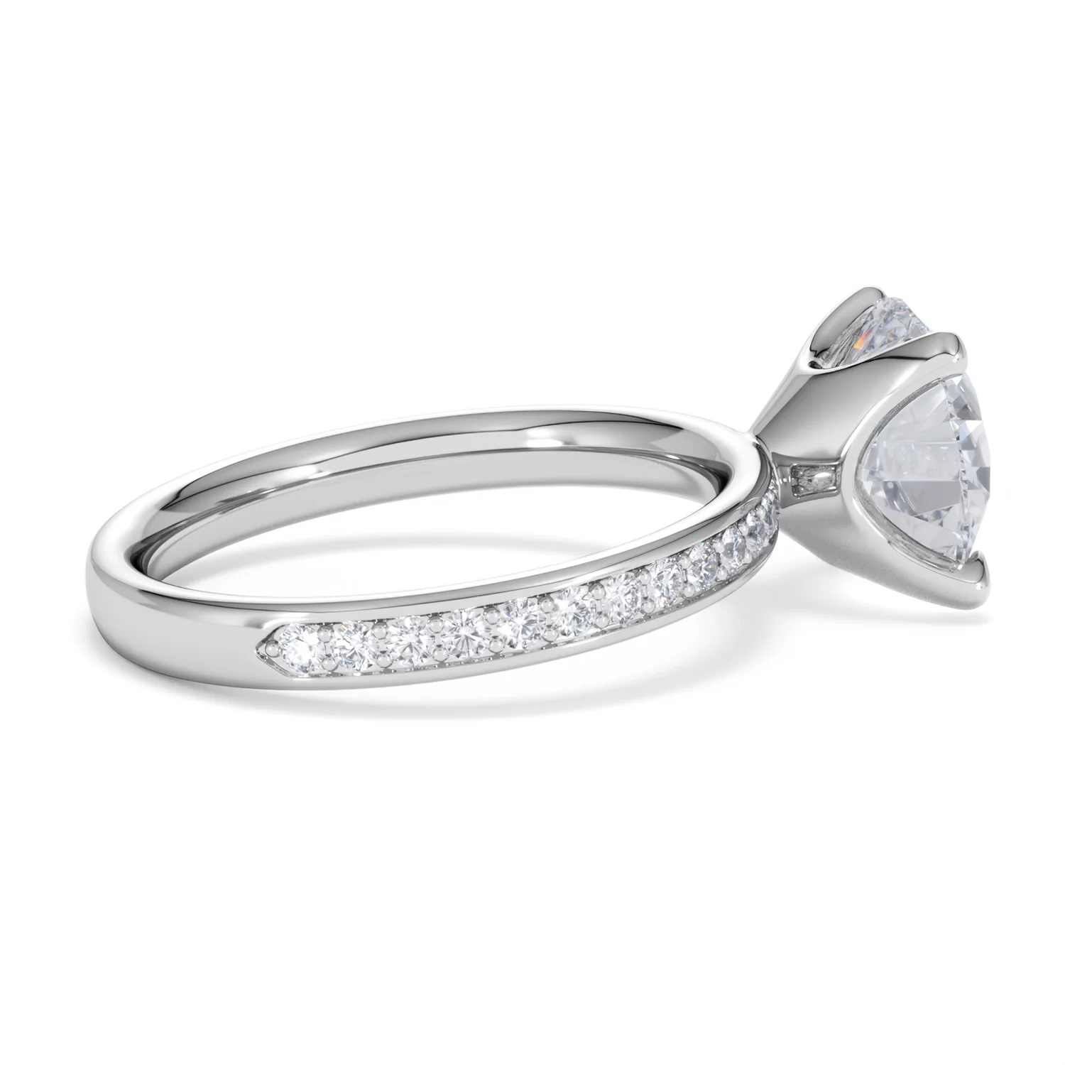 Origin 3.30ct Round Cut Lab Diamond Solitaire Engagement Ring with Side Stones in Platinum - Image 30