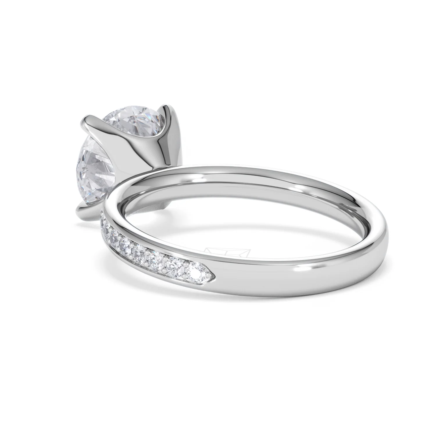 Origin 3.30ct Round Cut Lab Diamond Solitaire Engagement Ring with Side Stones in Platinum - Image 55