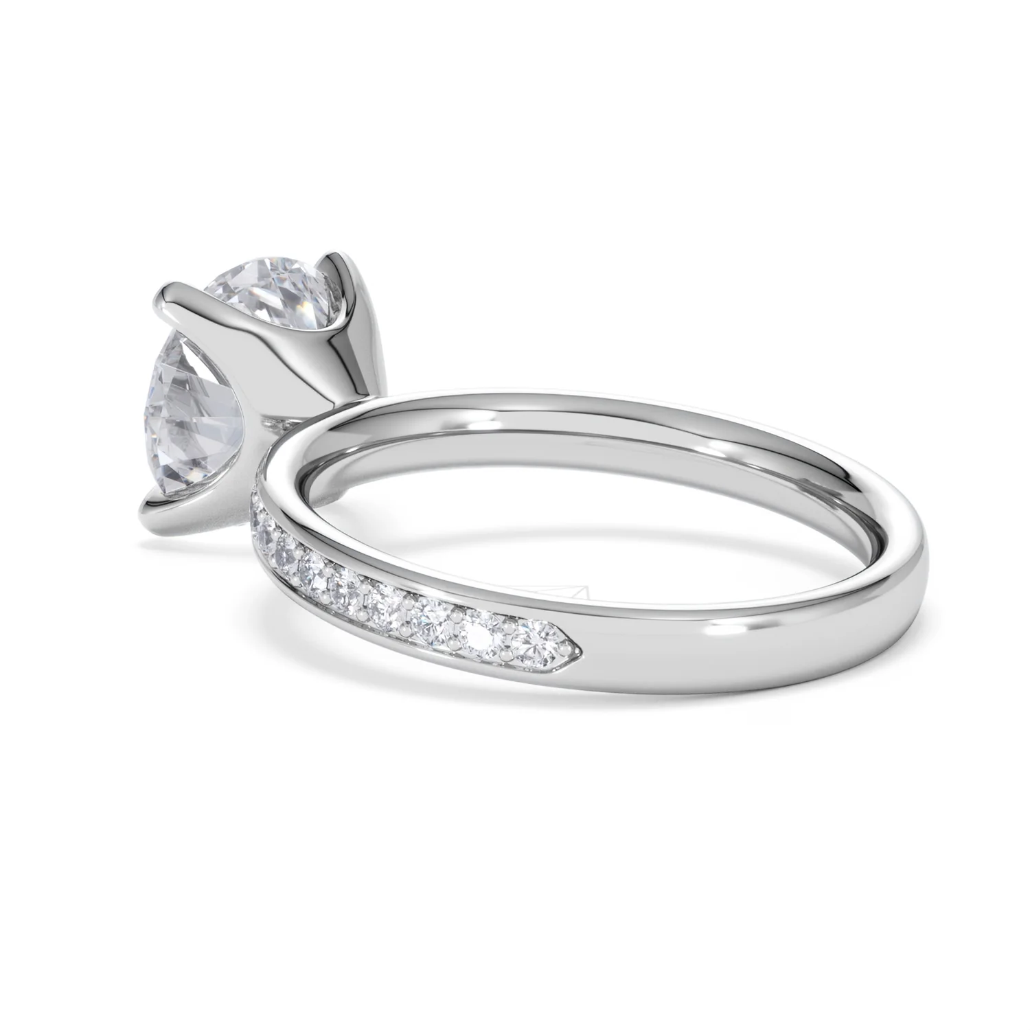 Origin 3.30ct Round Cut Lab Diamond Solitaire Engagement Ring with Side Stones in Platinum - Image 57