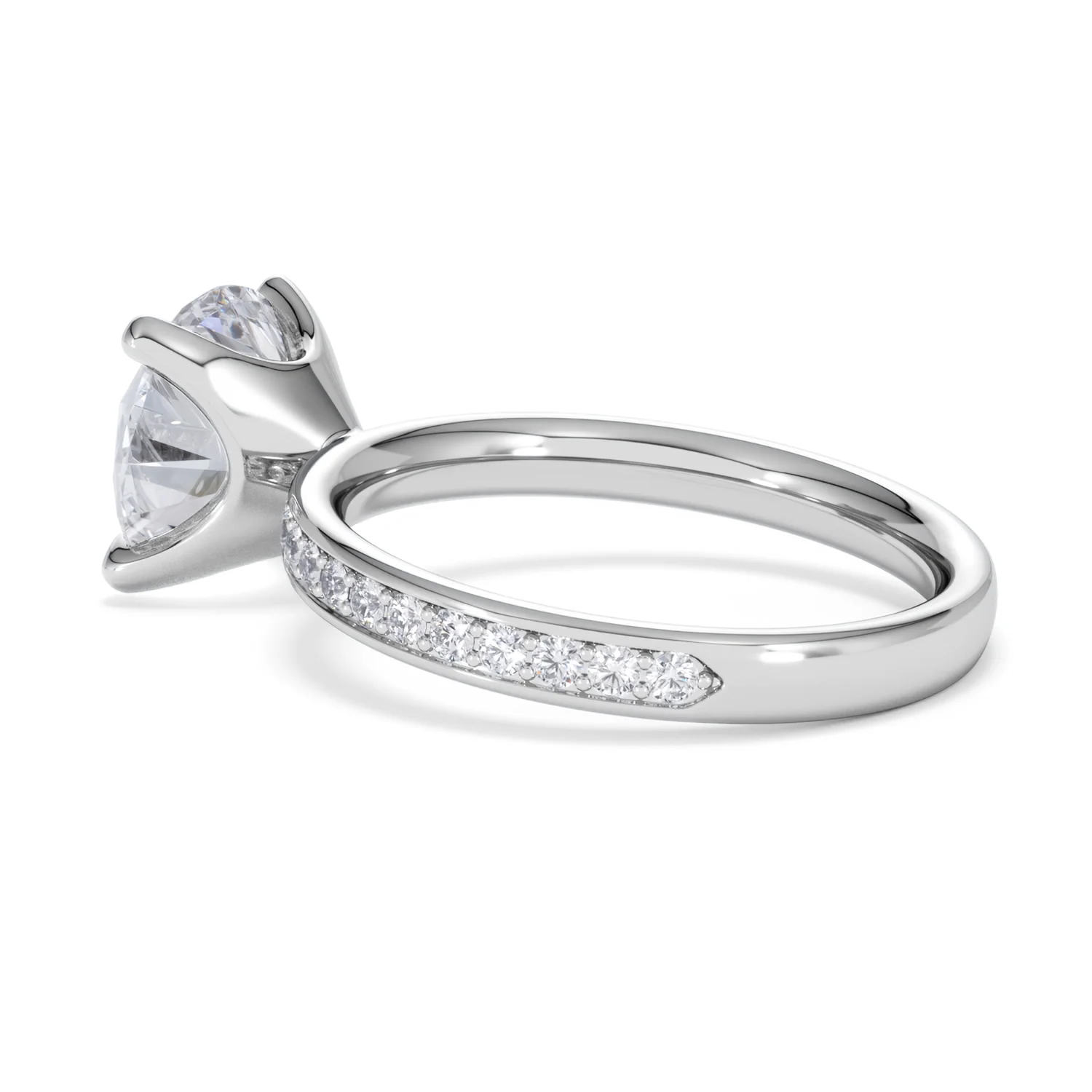Origin 3.30ct Round Cut Lab Diamond Solitaire Engagement Ring with Side Stones in Platinum - Image 60