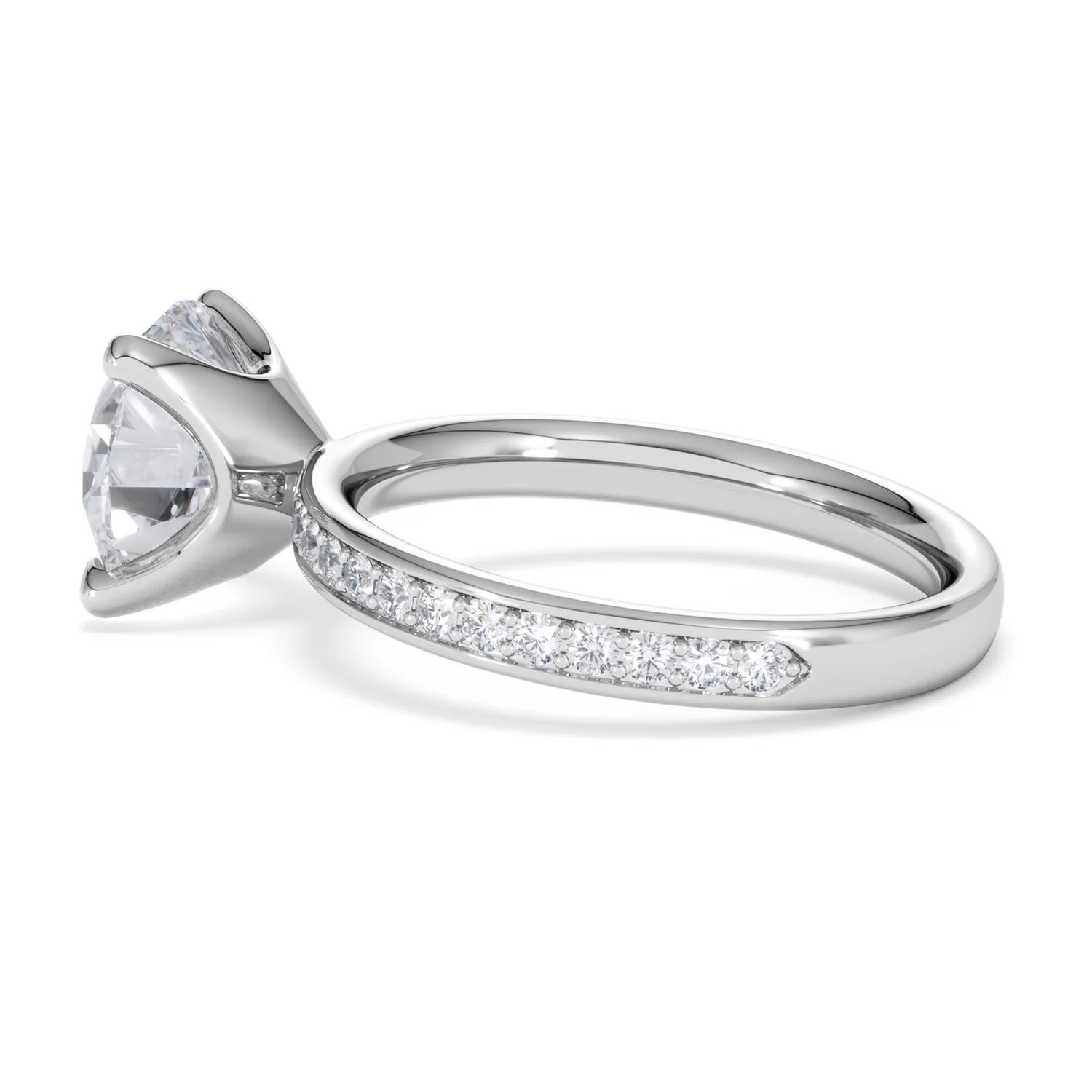 Origin 3.30ct Round Cut Lab Diamond Solitaire Engagement Ring with Side Stones in Platinum - Image 63