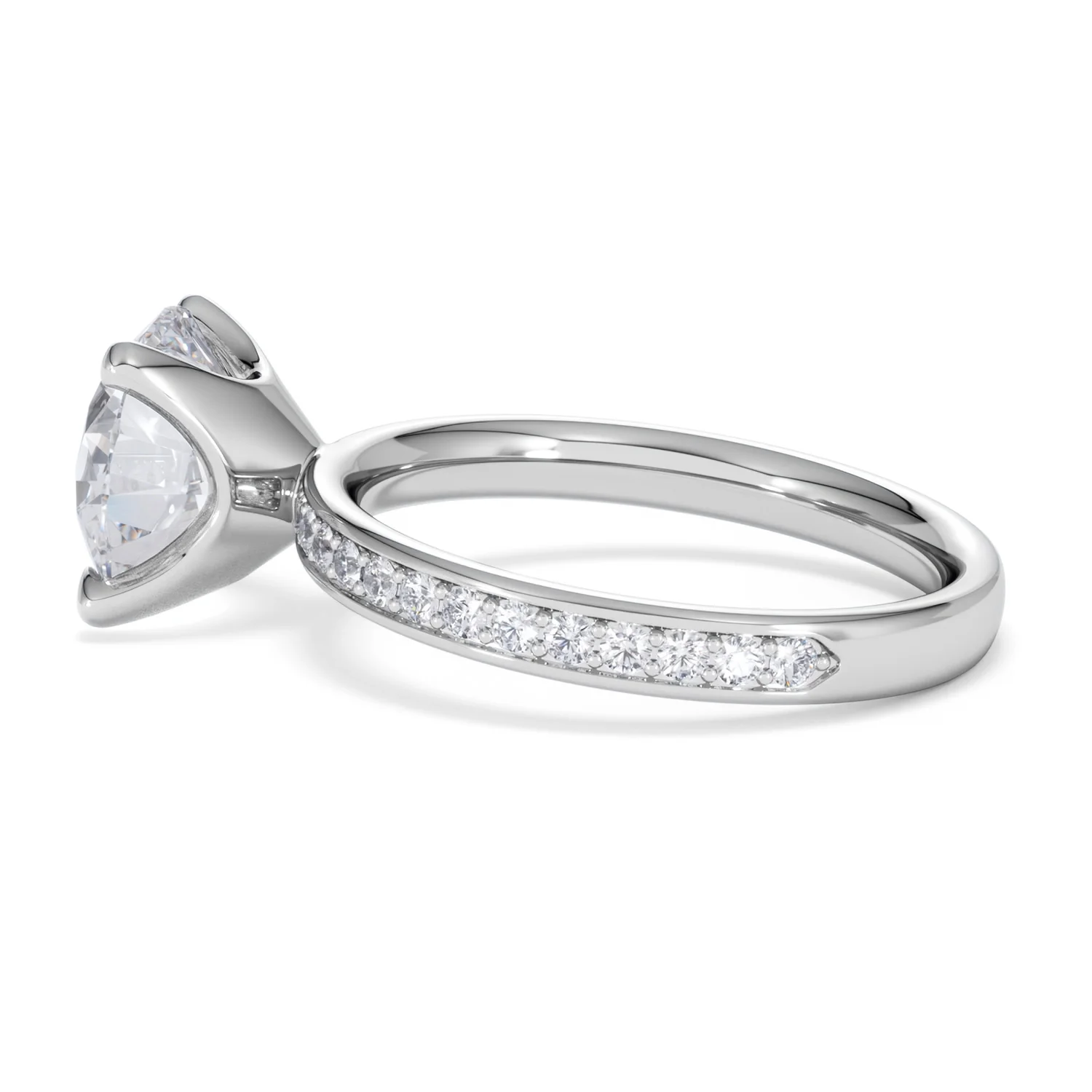 Origin 3.30ct Round Cut Lab Diamond Solitaire Engagement Ring with Side Stones in Platinum - Image 64