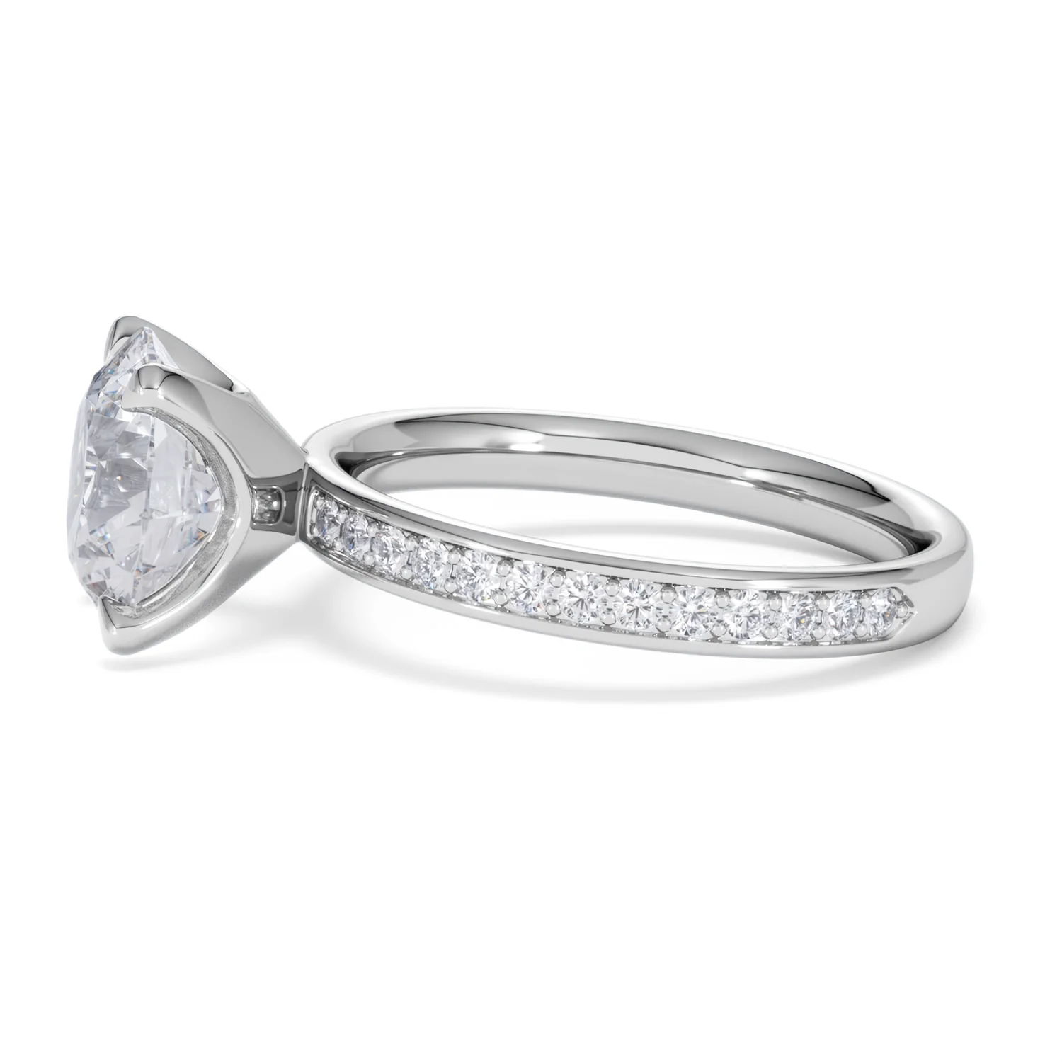 Origin 3.30ct Round Cut Lab Diamond Solitaire Engagement Ring with Side Stones in Platinum - Image 69