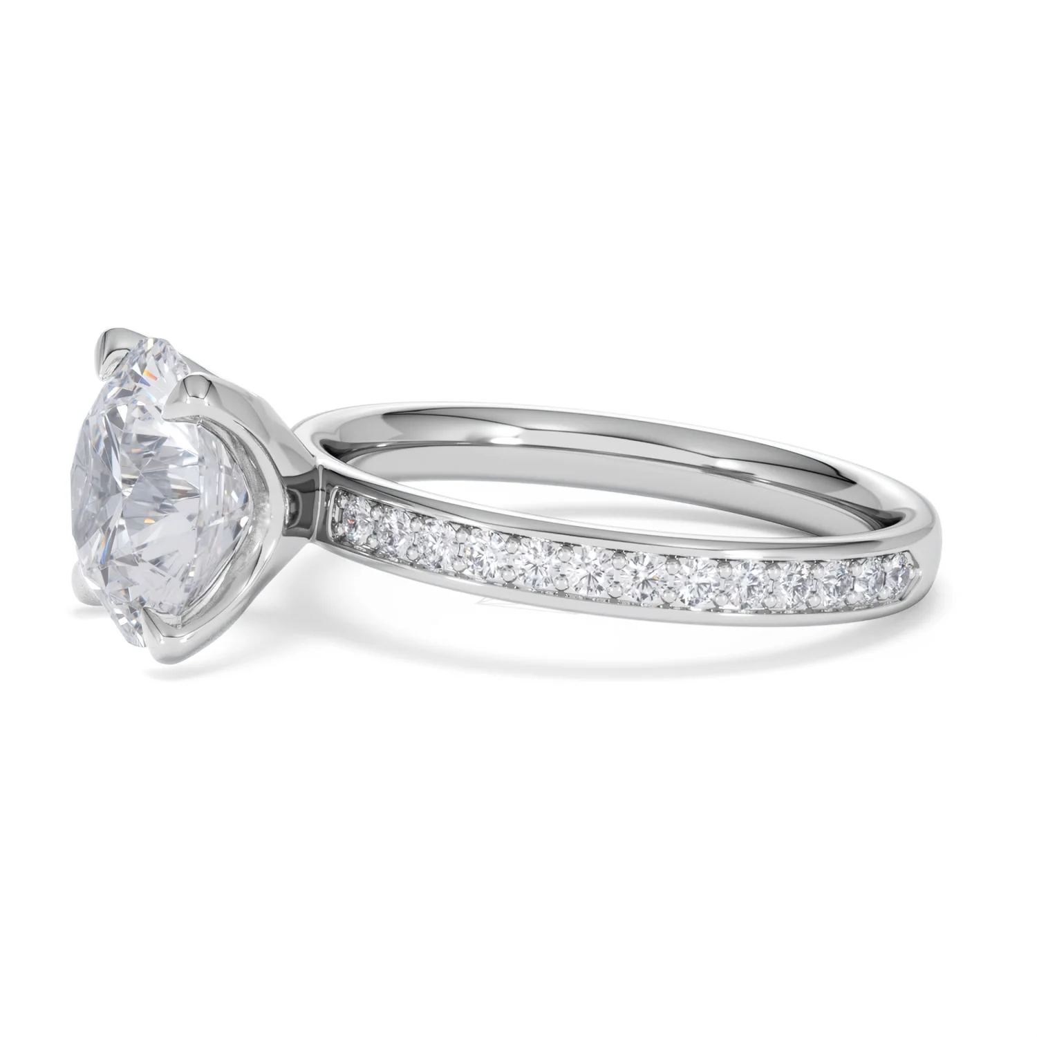 Origin 3.30ct Round Cut Lab Diamond Solitaire Engagement Ring with Side Stones in Platinum - Image 72