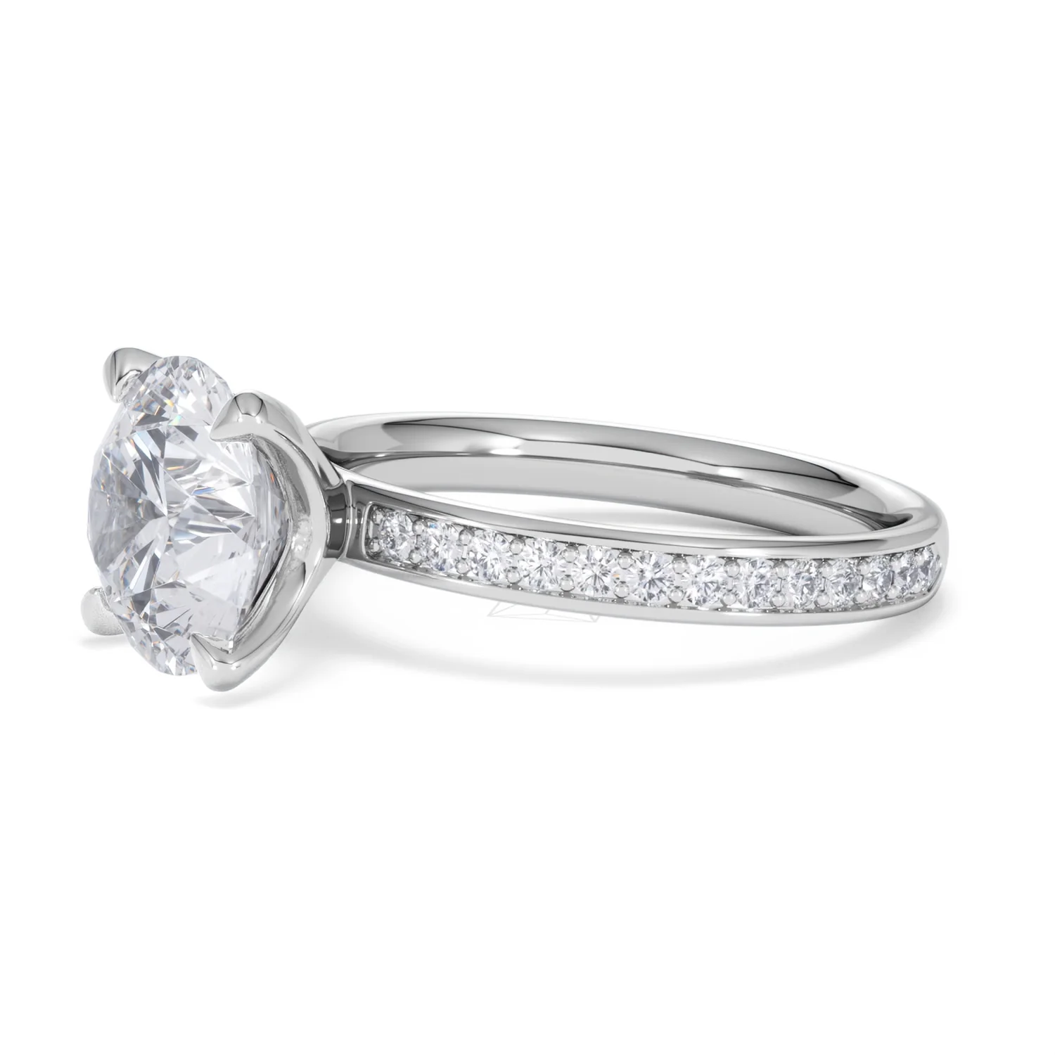 Origin 3.30ct Round Cut Lab Diamond Solitaire Engagement Ring with Side Stones in Platinum - Image 74