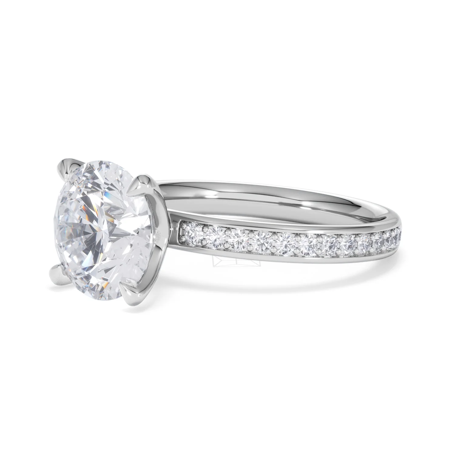 Origin 3.30ct Round Cut Lab Diamond Solitaire Engagement Ring with Side Stones in Platinum - Image 77