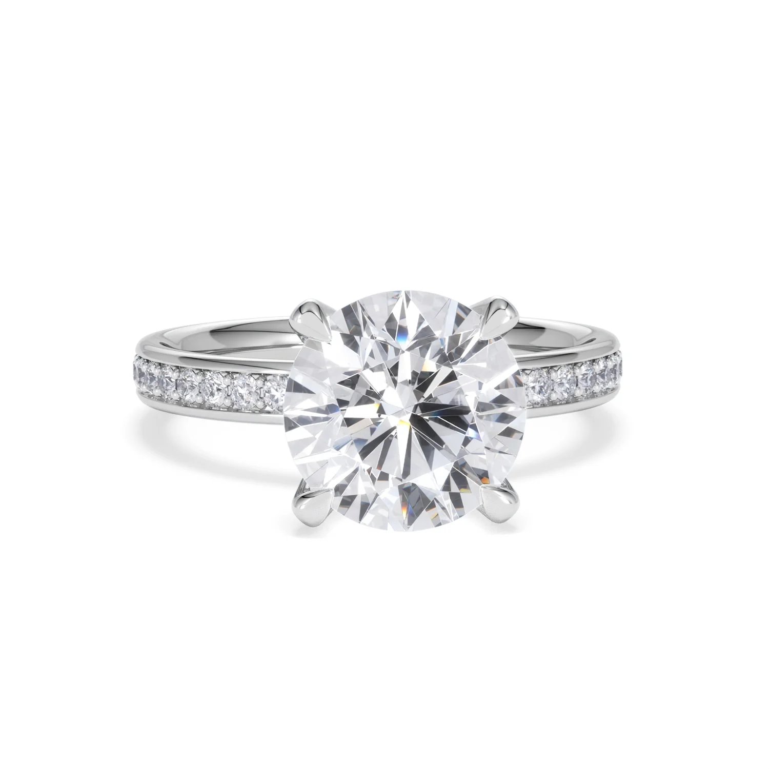 Origin 3.30ct Round Cut Lab Diamond Solitaire Engagement Ring with Side Stones in Platinum - Image 8