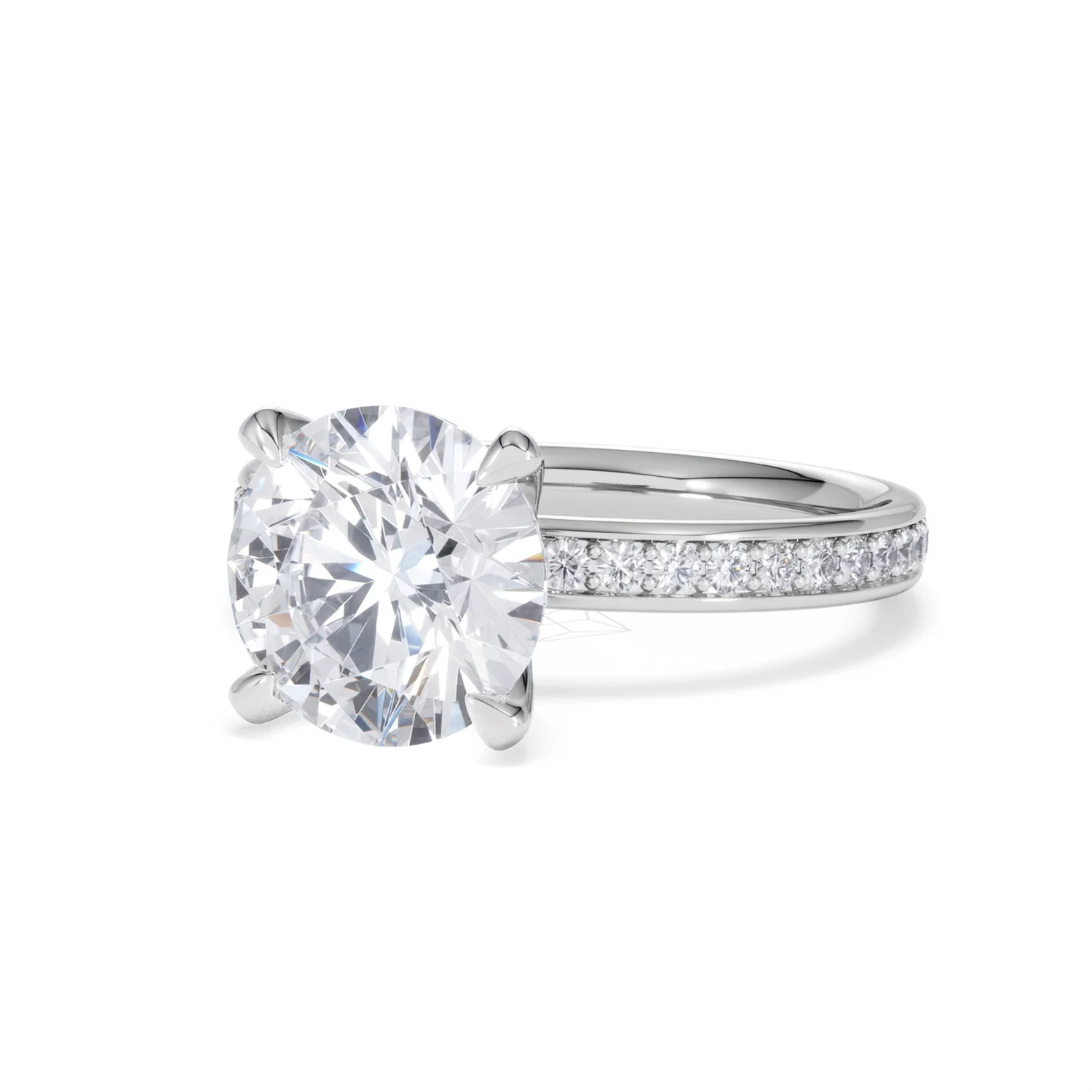 Origin 3.30ct Round Cut Lab Diamond Solitaire Engagement Ring with Side Stones in Platinum - Image 82