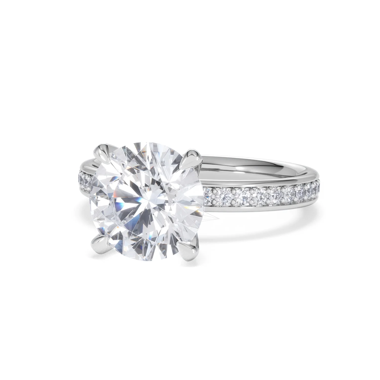 Origin 3.30ct Round Cut Lab Diamond Solitaire Engagement Ring with Side Stones in Platinum - Image 83