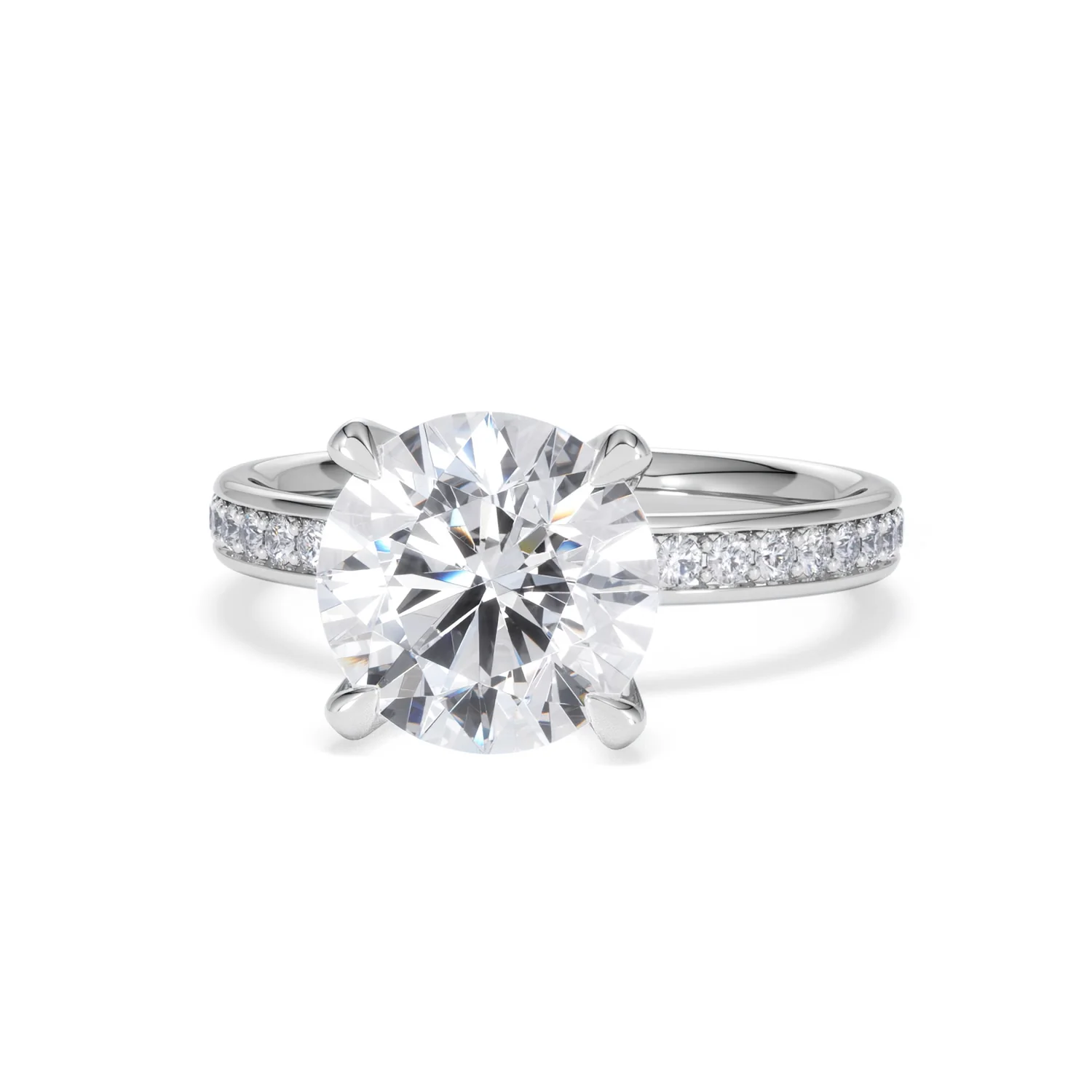 Origin 3.30ct Round Cut Lab Diamond Solitaire Engagement Ring with Side Stones in Platinum - Image 85