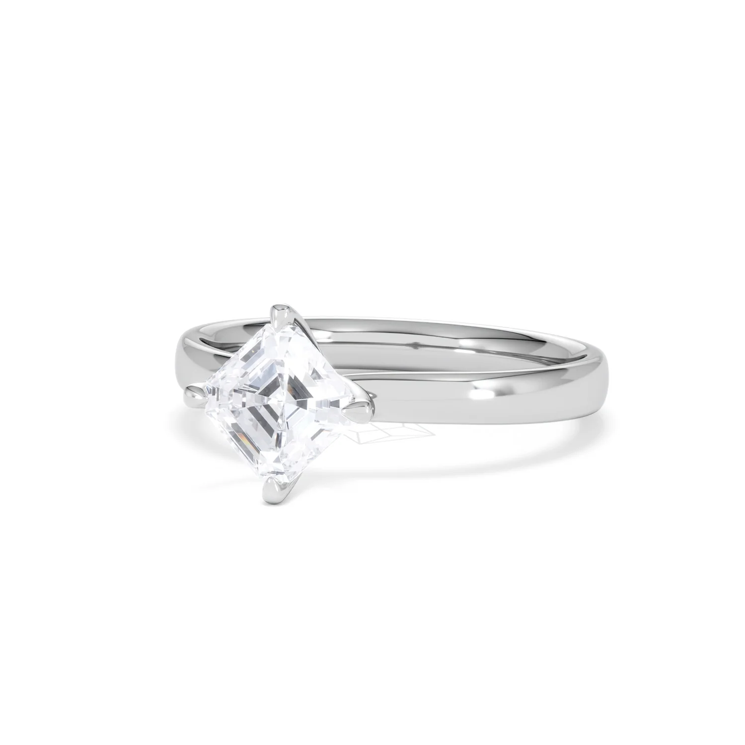 Origin Twist 1.00ct Asscher Cut Lab Diamond Solitaire Engagement Ring in 18K White Gold - Image 82