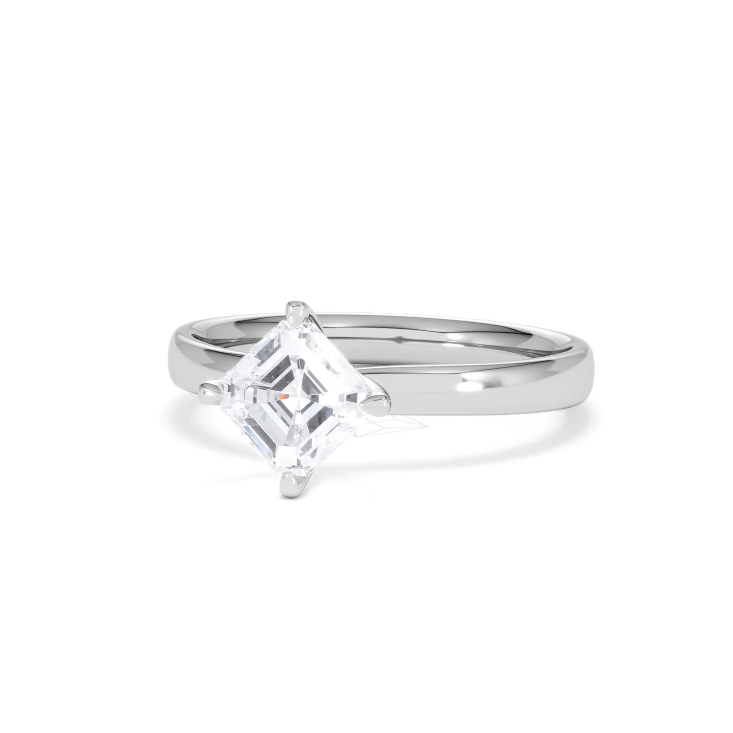 Origin Twist 1.00ct Asscher Cut Lab Diamond Solitaire Engagement Ring in 18K White Gold - Image 83