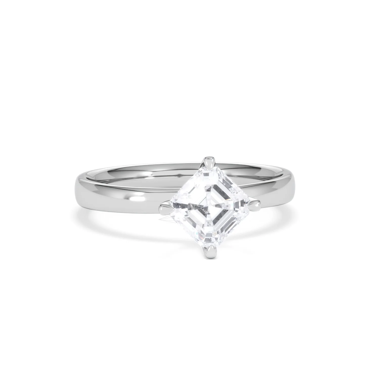 Origin Twist 1.00ct Asscher Cut Lab Diamond Solitaire Engagement Ring in 18K White Gold - Image 9