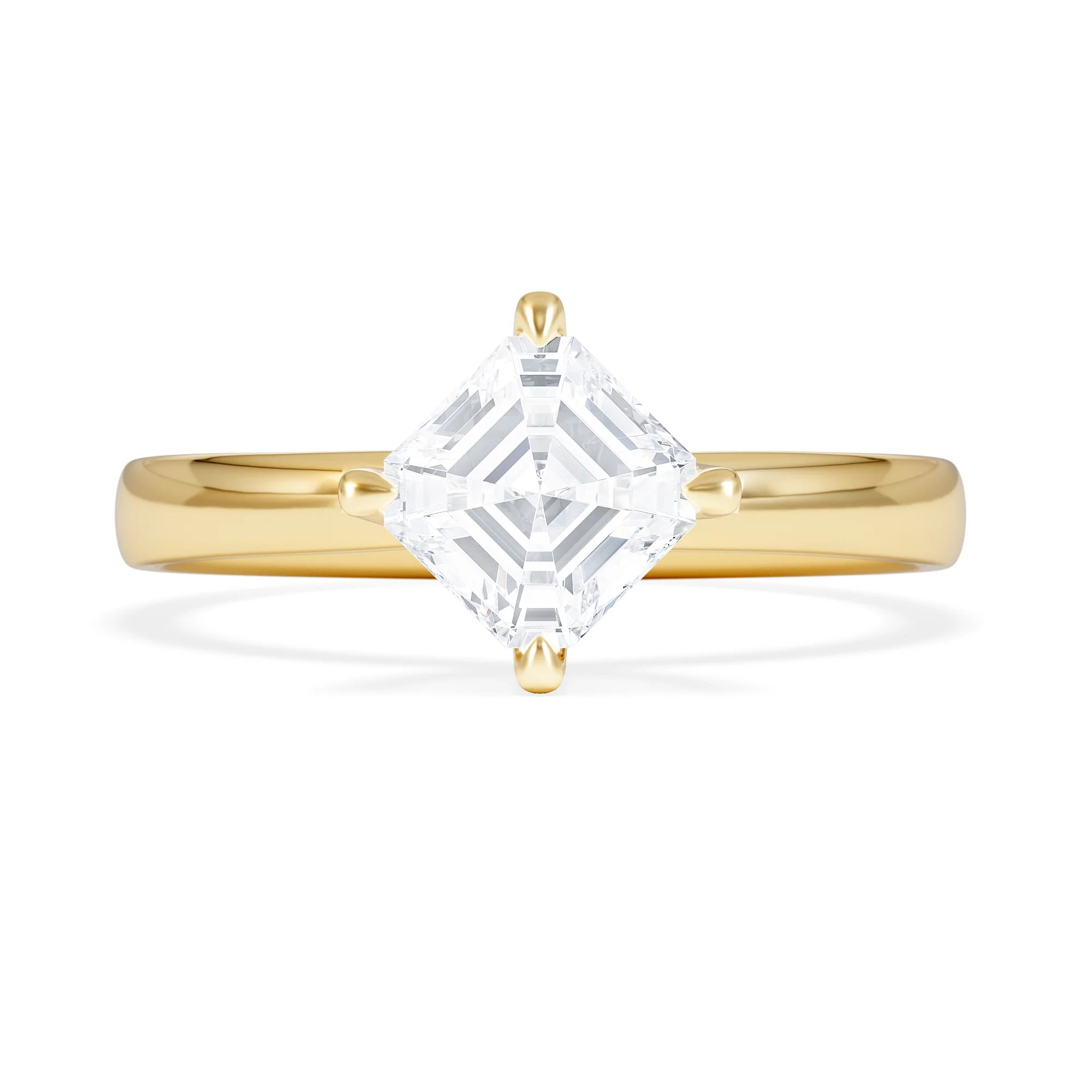 Origin Twist 1.00ct Asscher Cut Lab Diamond Solitaire Engagement Ring in 18K Yellow Gold - Image 6