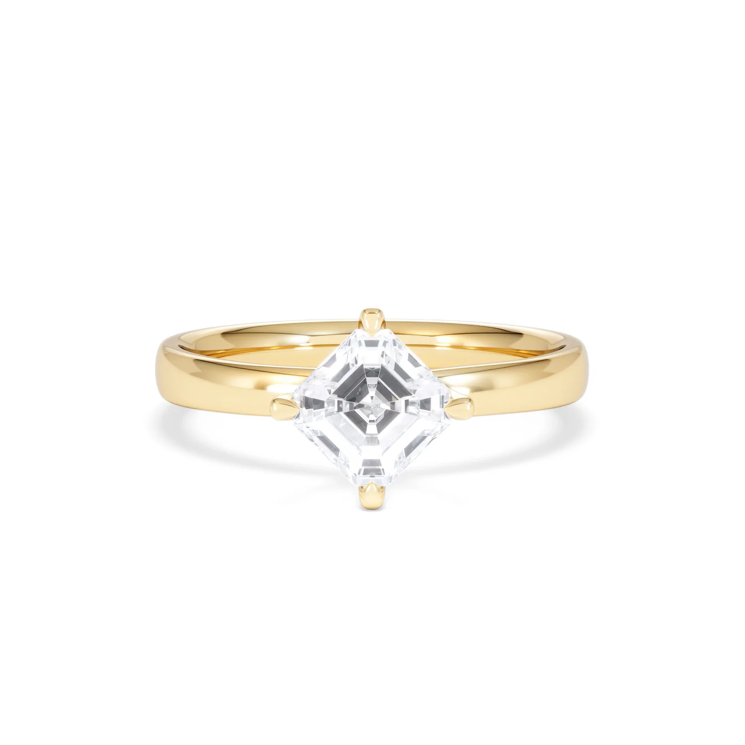 Origin Twist 1.00ct Asscher Cut Lab Diamond Solitaire Engagement Ring in 18K Yellow Gold - Image 7