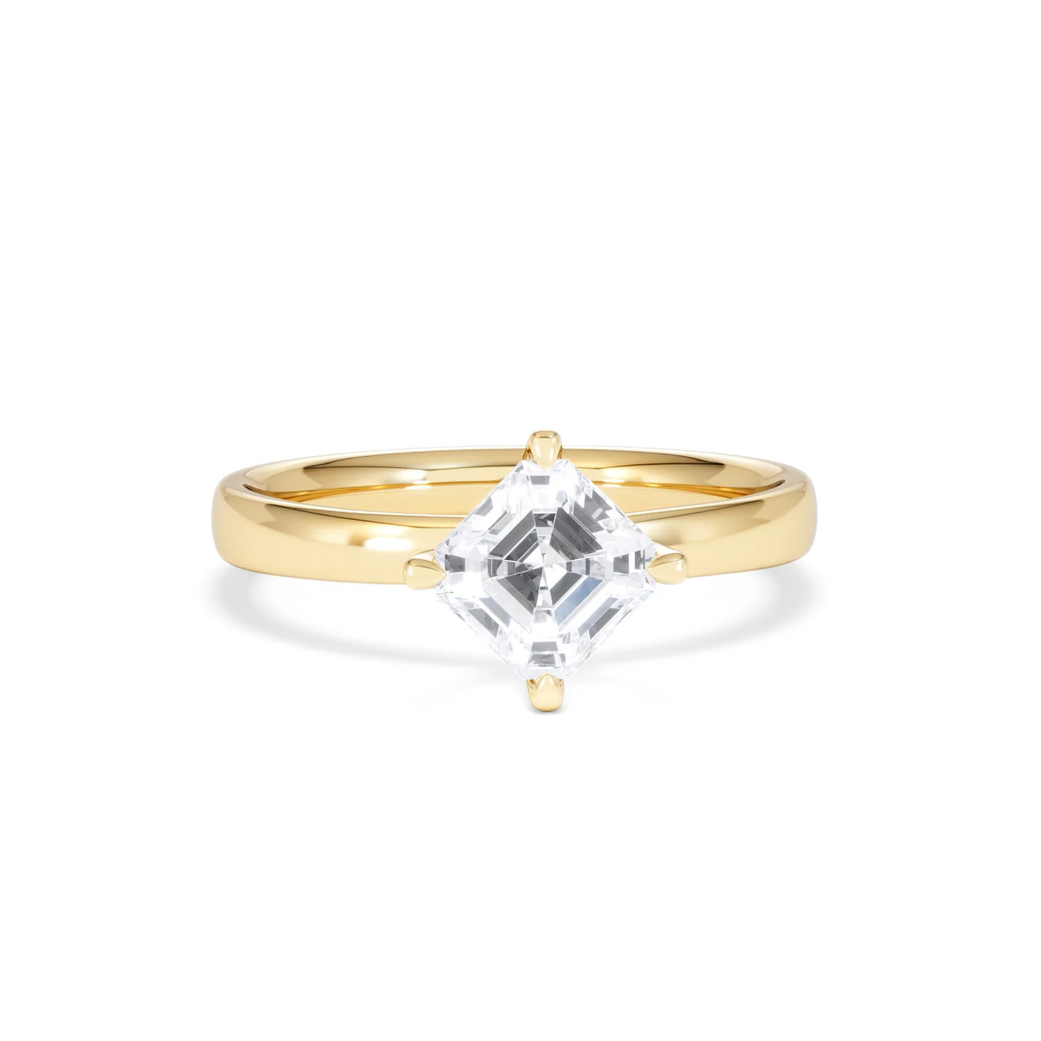 Origin Twist 1.00ct Asscher Cut Lab Diamond Solitaire Engagement Ring in 18K Yellow Gold - Image 8