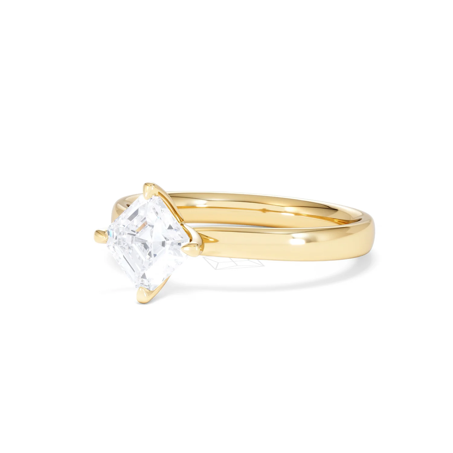 Origin Twist 1.00ct Asscher Cut Lab Diamond Solitaire Engagement Ring in 18K Yellow Gold - Image 80