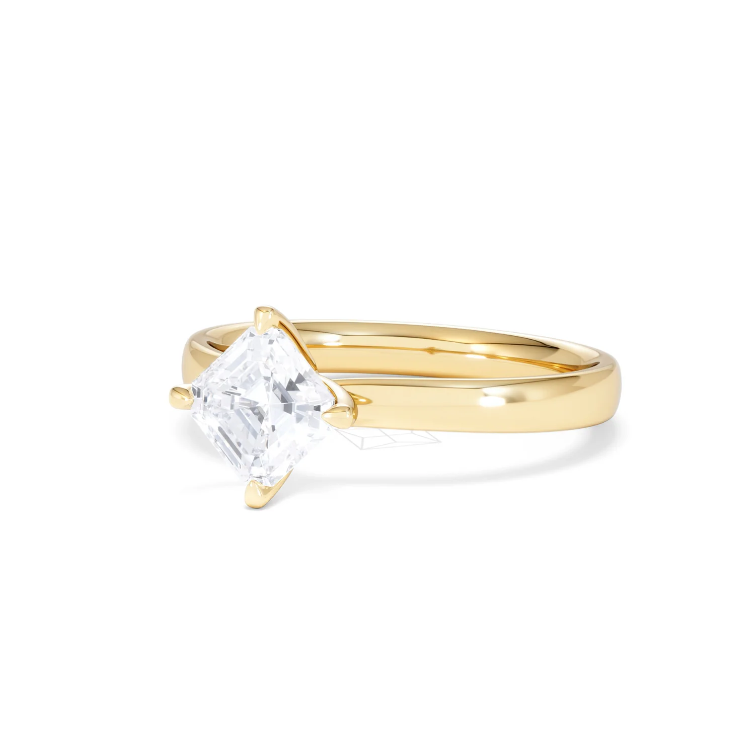 Origin Twist 1.00ct Asscher Cut Lab Diamond Solitaire Engagement Ring in 18K Yellow Gold - Image 81