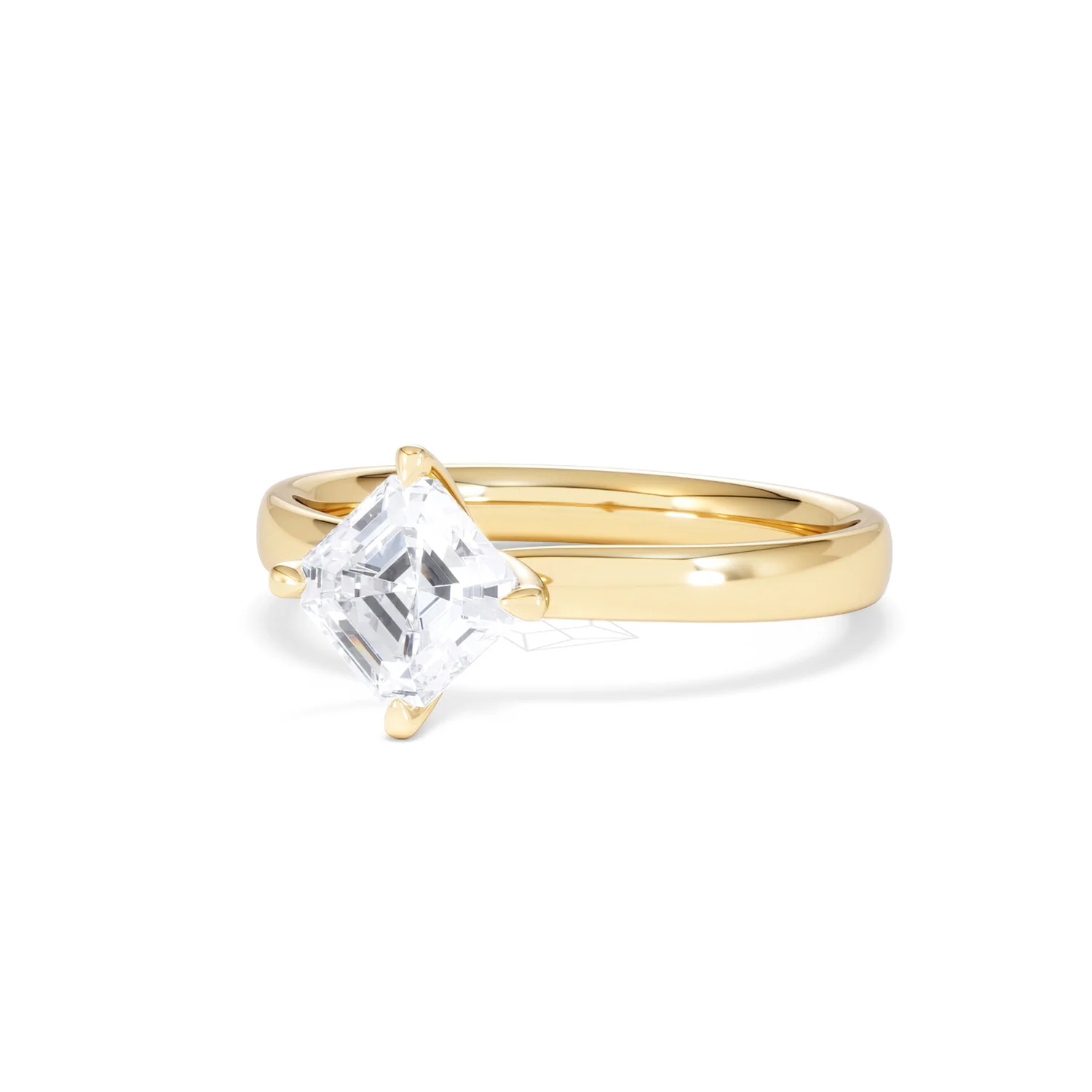 Origin Twist 1.00ct Asscher Cut Lab Diamond Solitaire Engagement Ring in 18K Yellow Gold - Image 82