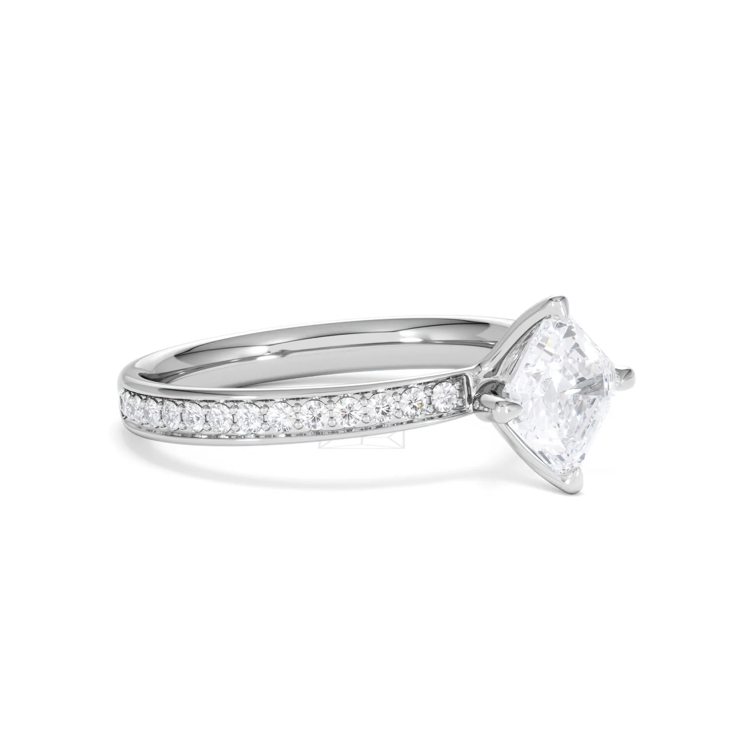 Origin Twist 1.00ct Asscher Cut Lab Diamond Solitaire Engagement Ring with Side Stones in 18K White Gold - Image 17