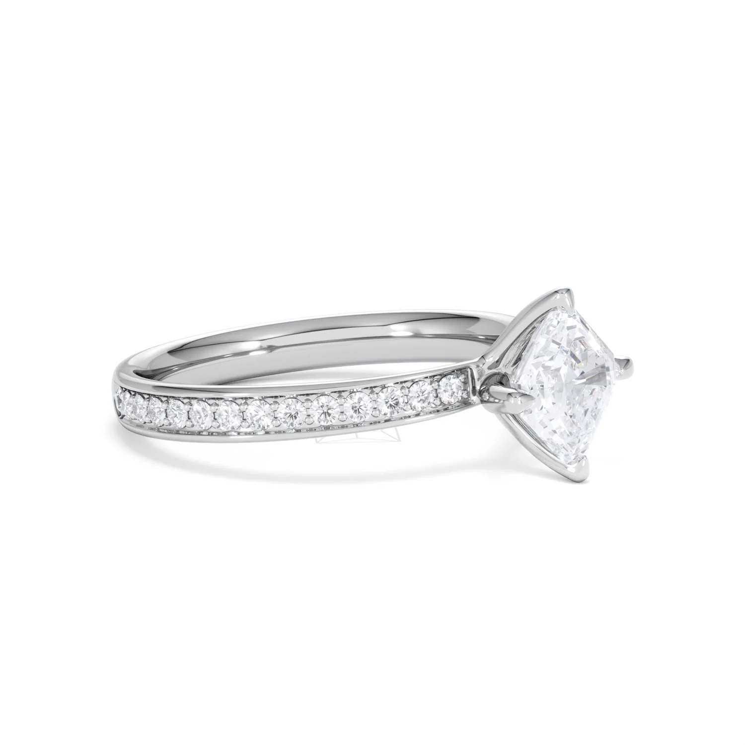 Origin Twist 1.00ct Asscher Cut Lab Diamond Solitaire Engagement Ring with Side Stones in 18K White Gold - Image 18