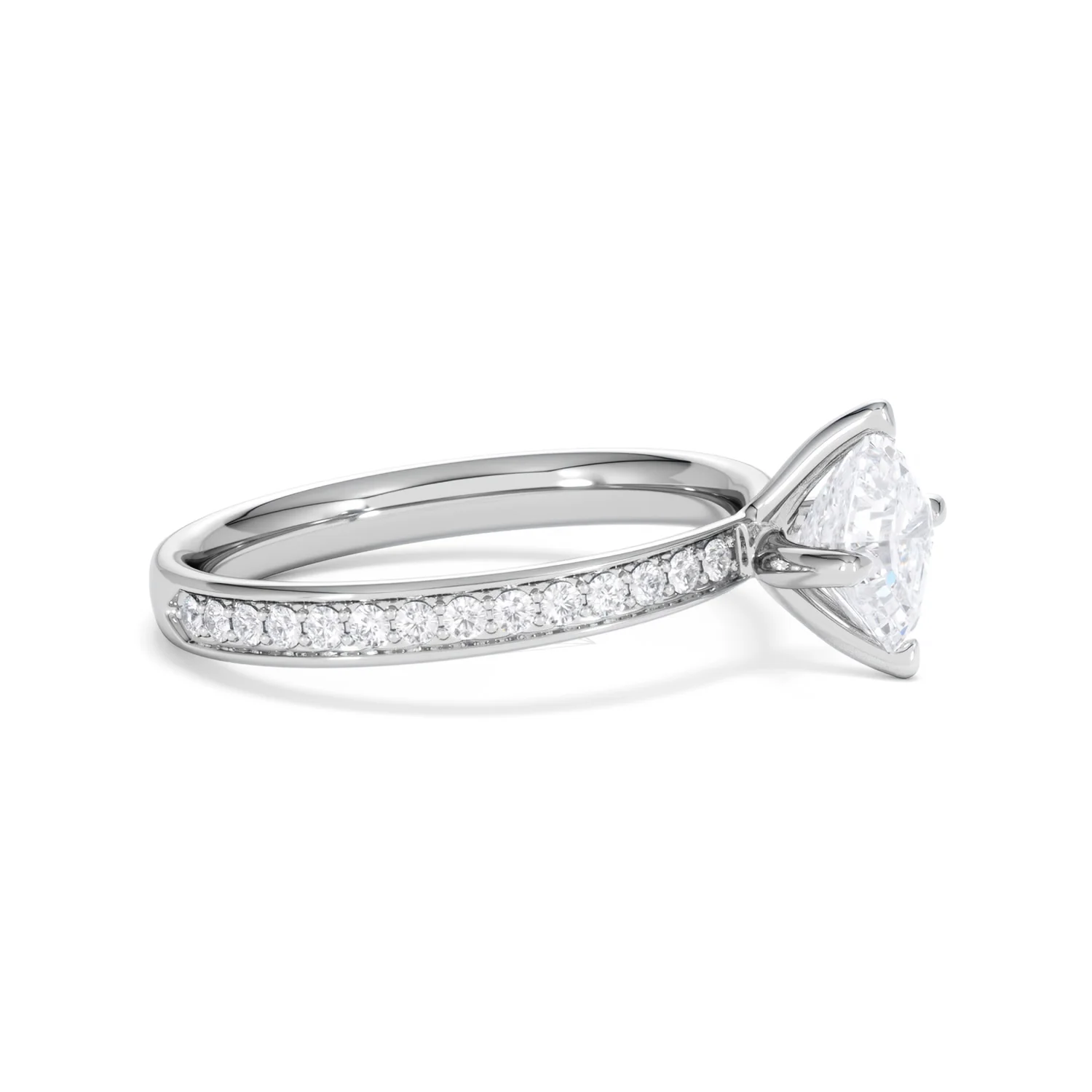 Origin Twist 1.00ct Asscher Cut Lab Diamond Solitaire Engagement Ring with Side Stones in 18K White Gold - Image 22