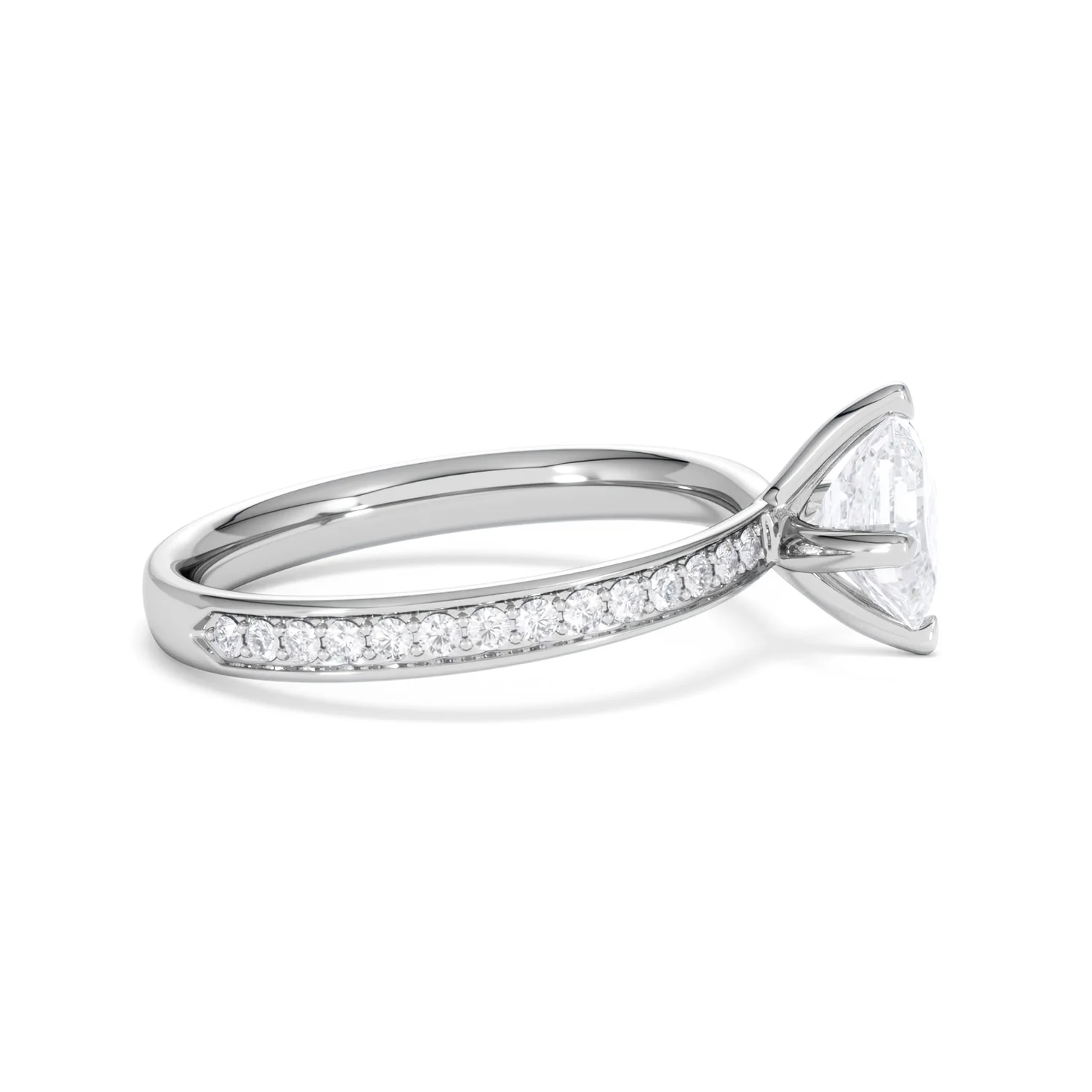 Origin Twist 1.00ct Asscher Cut Lab Diamond Solitaire Engagement Ring with Side Stones in 18K White Gold - Image 25