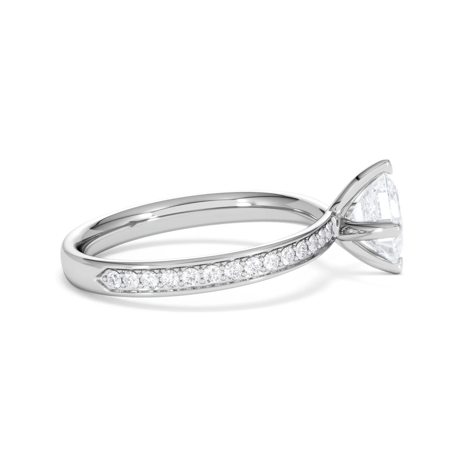 Origin Twist 1.00ct Asscher Cut Lab Diamond Solitaire Engagement Ring with Side Stones in 18K White Gold - Image 27