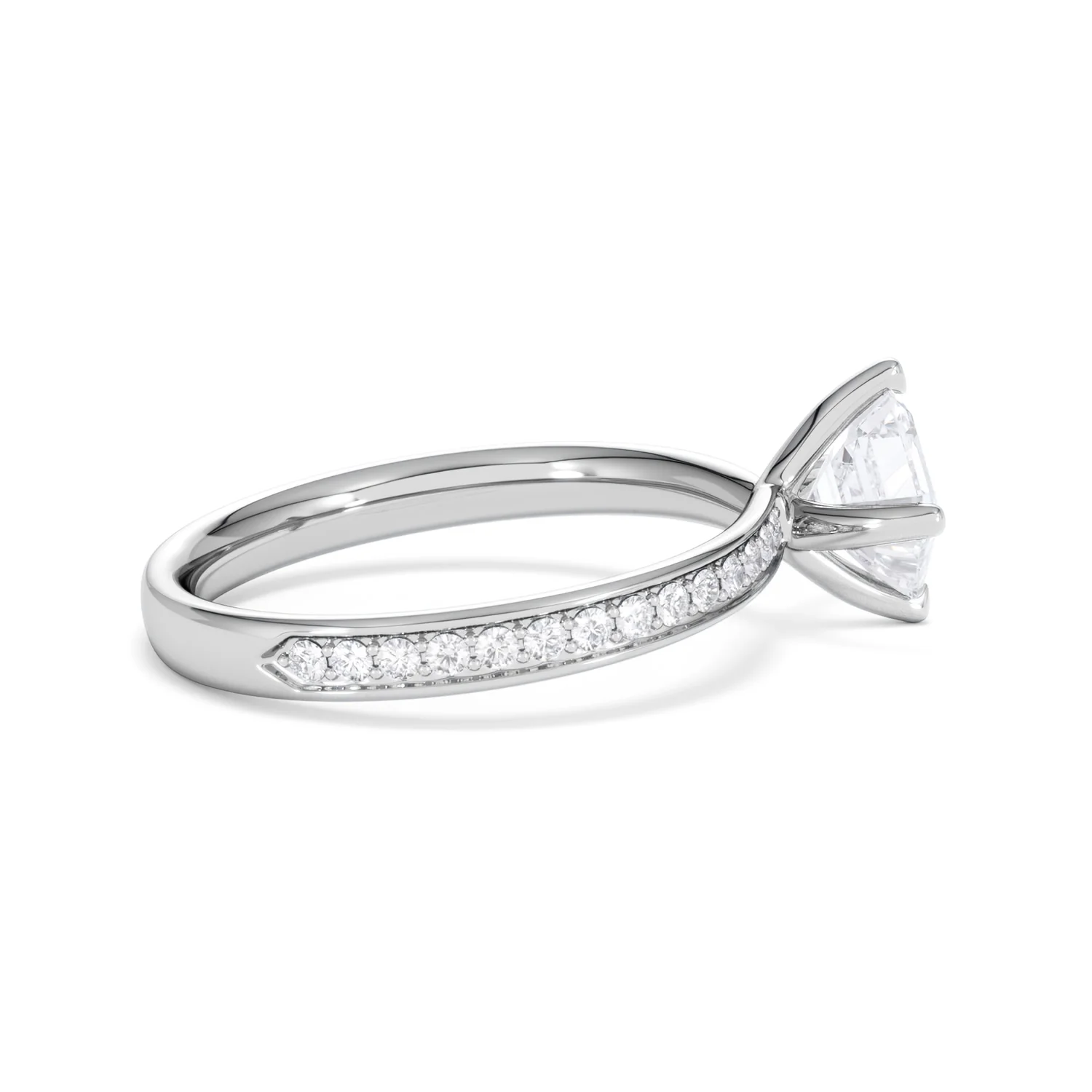Origin Twist 1.00ct Asscher Cut Lab Diamond Solitaire Engagement Ring with Side Stones in 18K White Gold - Image 29