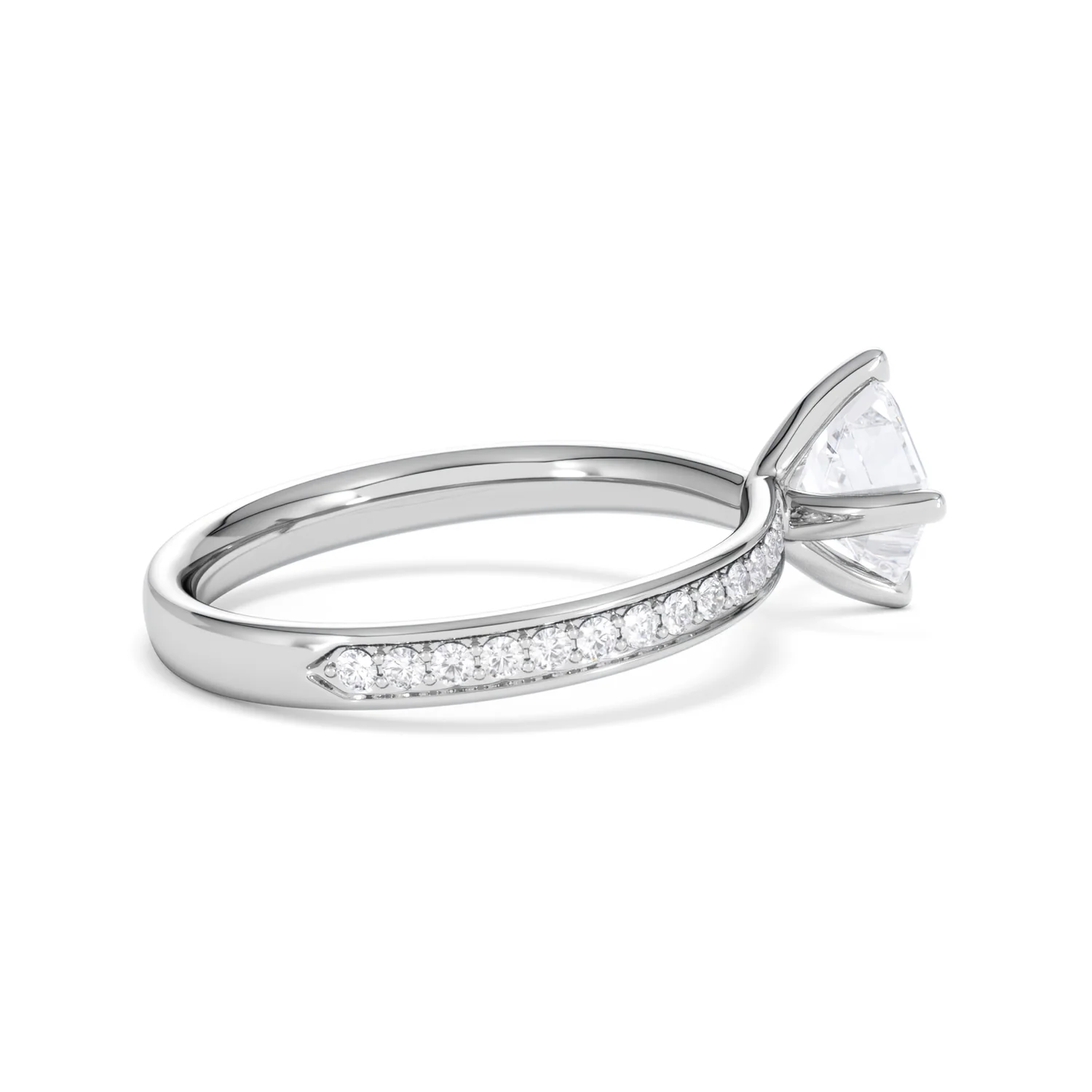 Origin Twist 1.00ct Asscher Cut Lab Diamond Solitaire Engagement Ring with Side Stones in 18K White Gold - Image 31